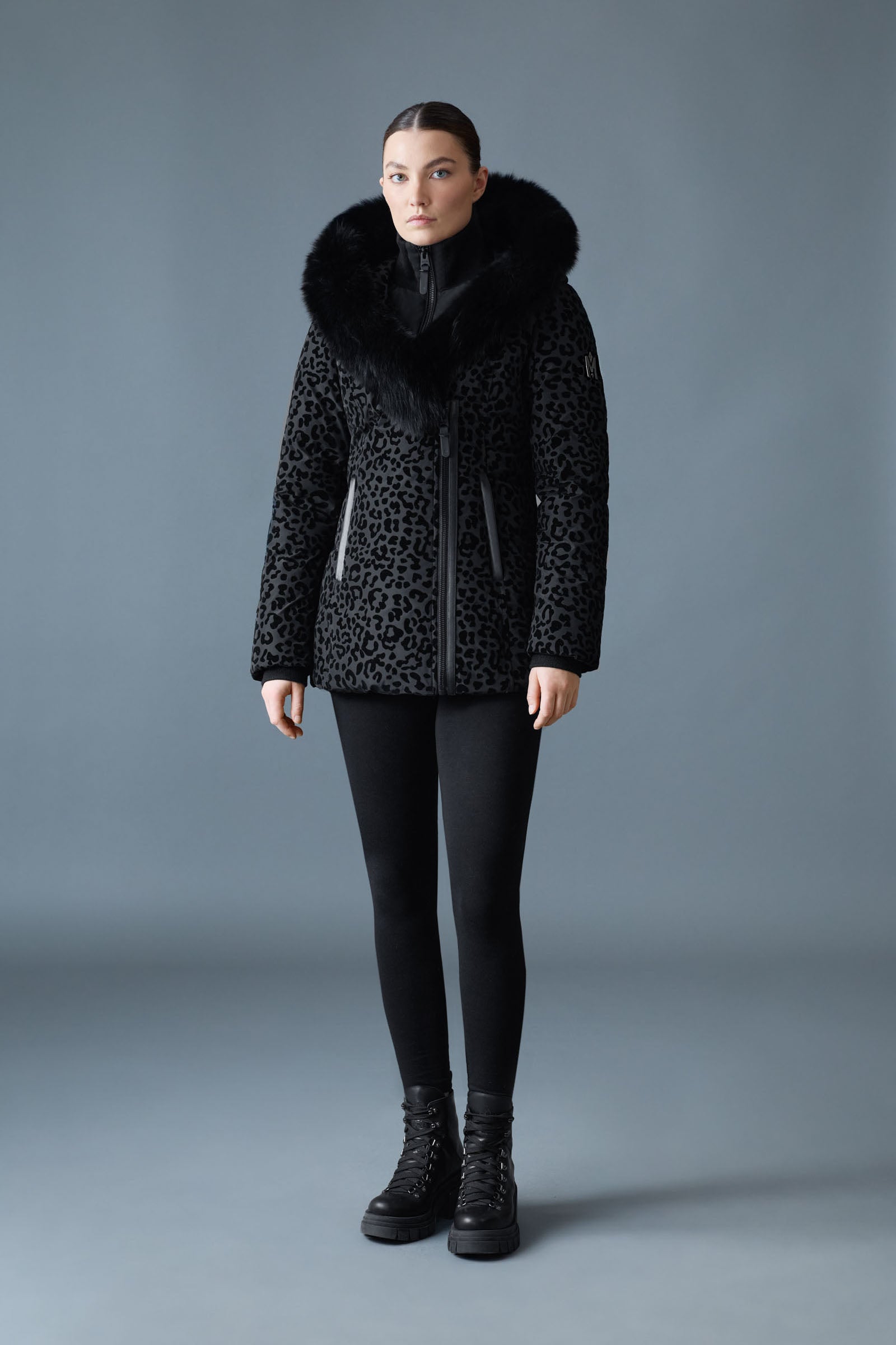 ADALI-FLP Down Coat with Natural Fur Signature Mackage Collar for