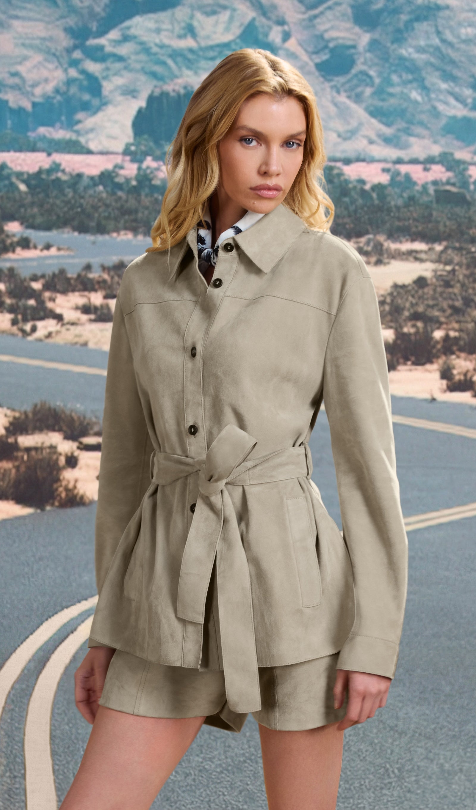 AZALIA-SU Belted Suede Shirt Jacket for Women | Mackage® US