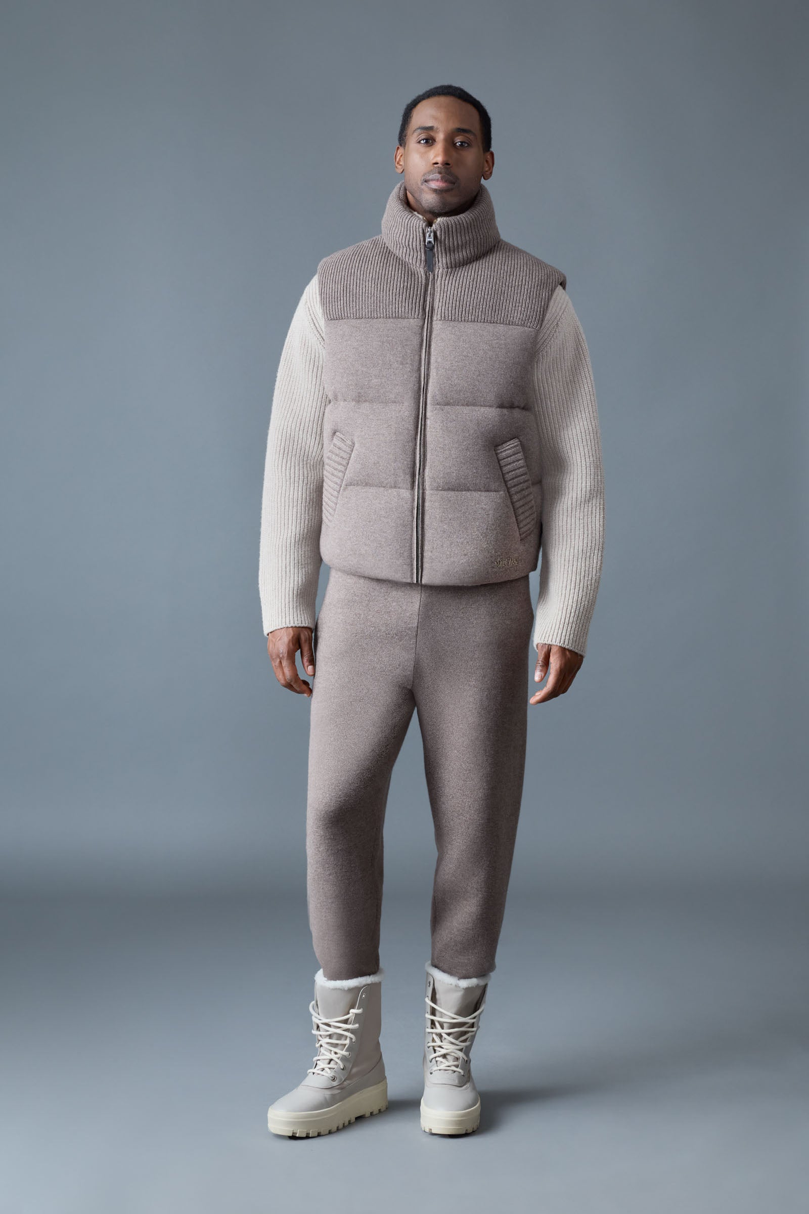 BRAXTON Cashmere Wool Blend Vest with Contrast Yoke for Men