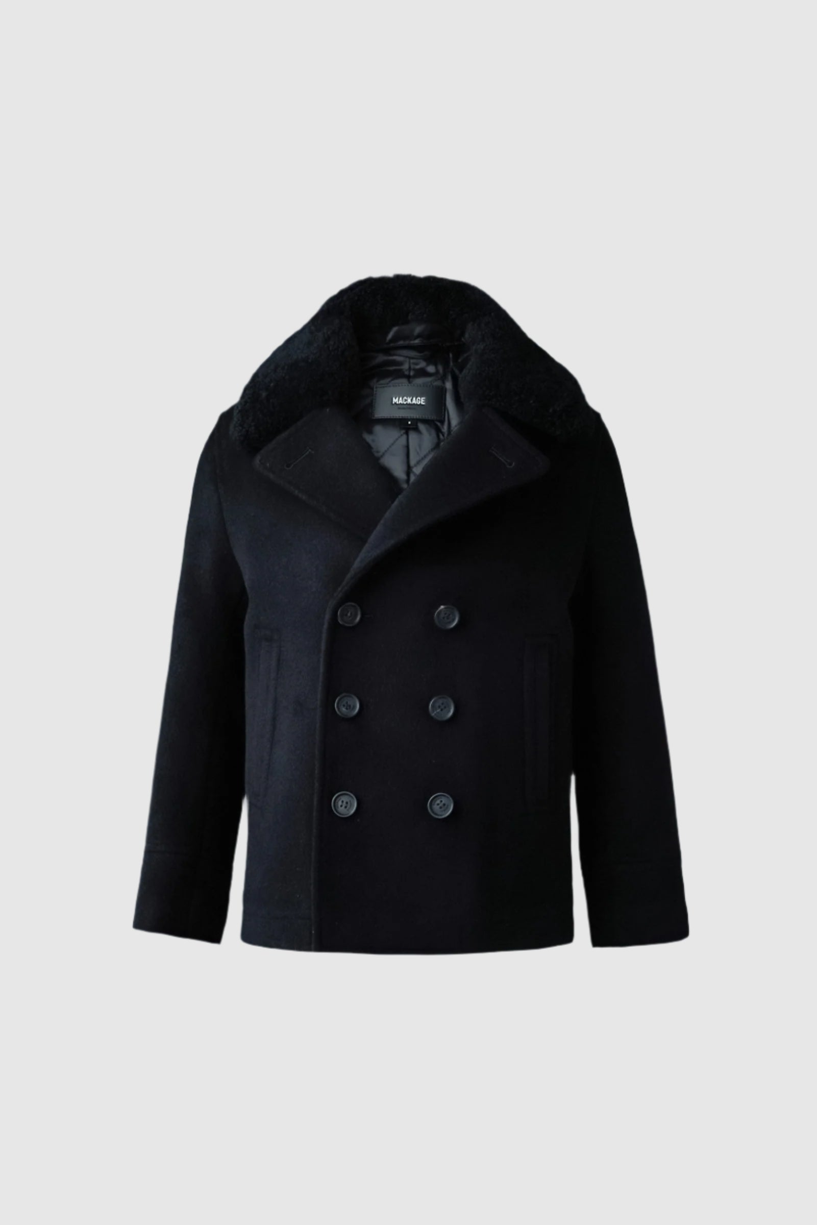 Camden-T, wool peacoat with shearling collar Mackage® US