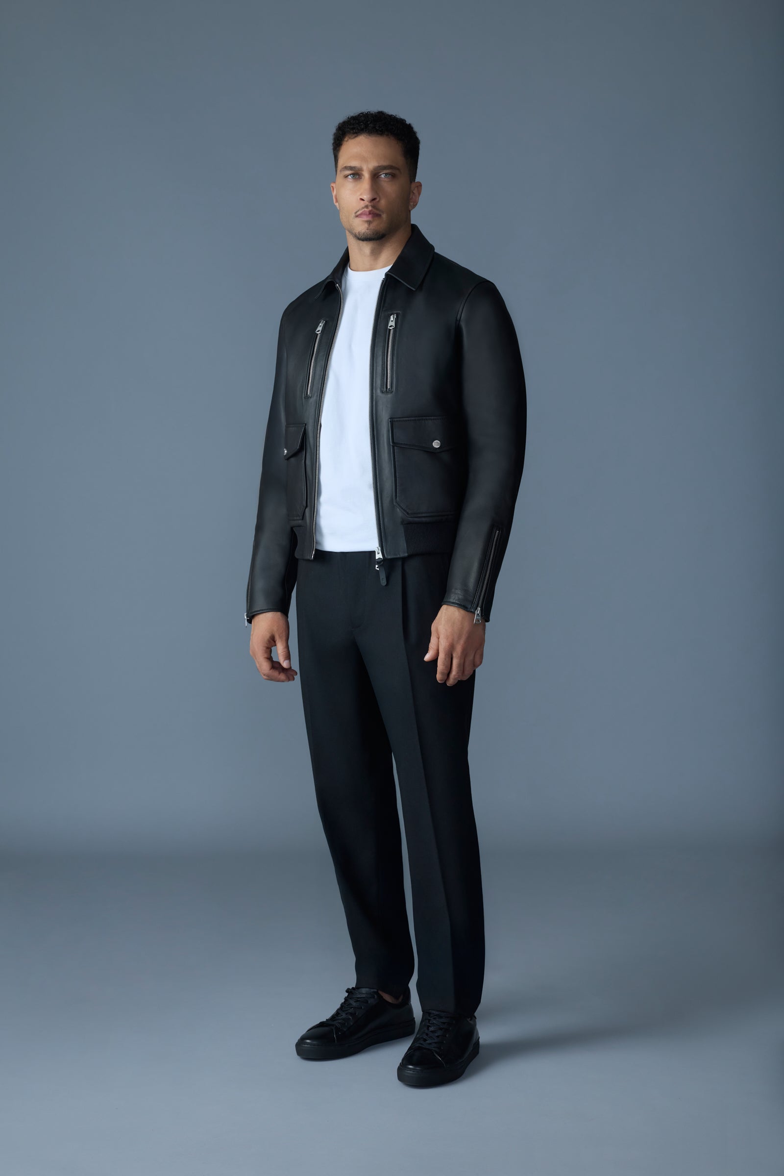 CHANCE-Z - Spread Collar Leather Jacket