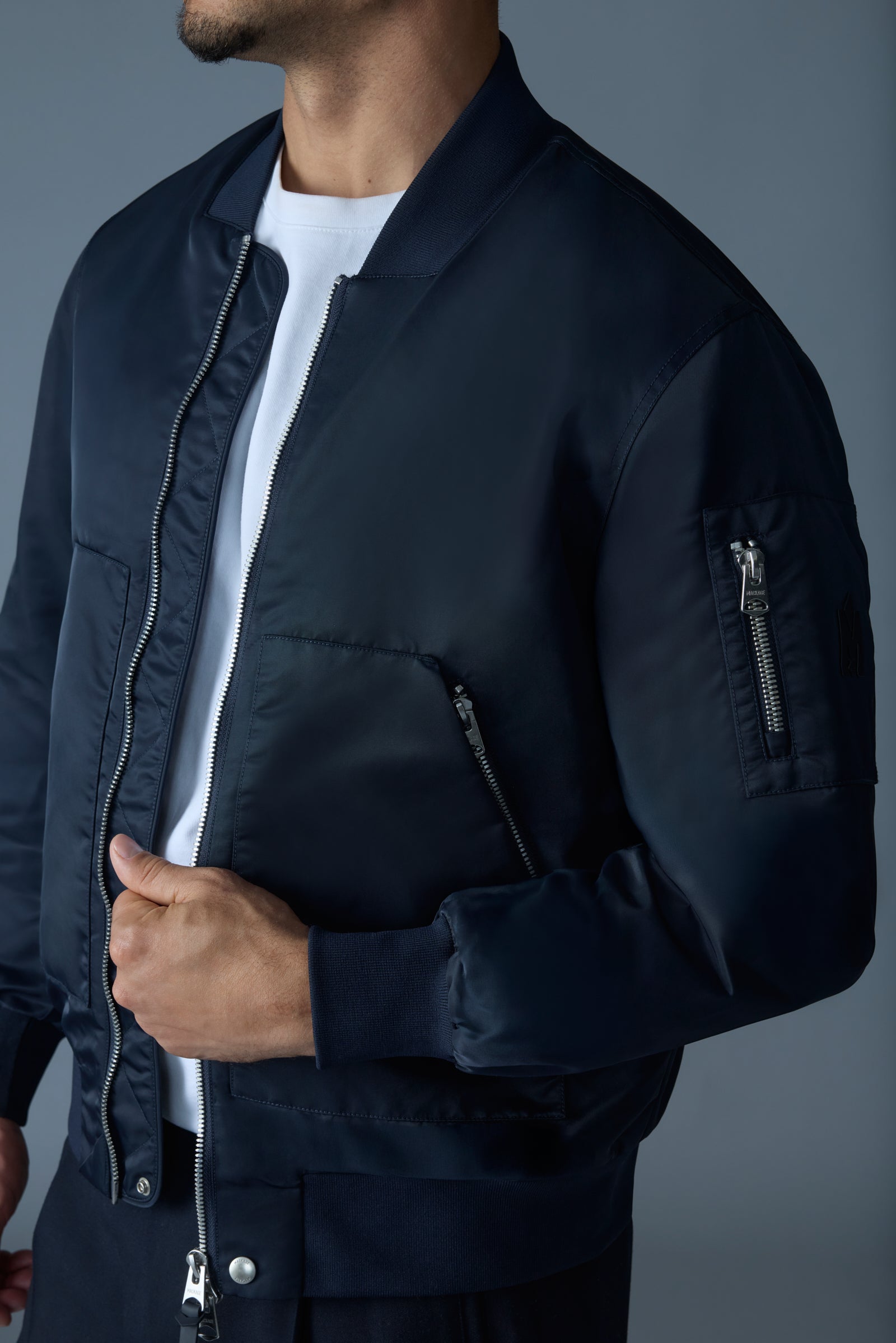 bomber jacket with dress shirt EMILIO Satin Bomber Jacket for Men