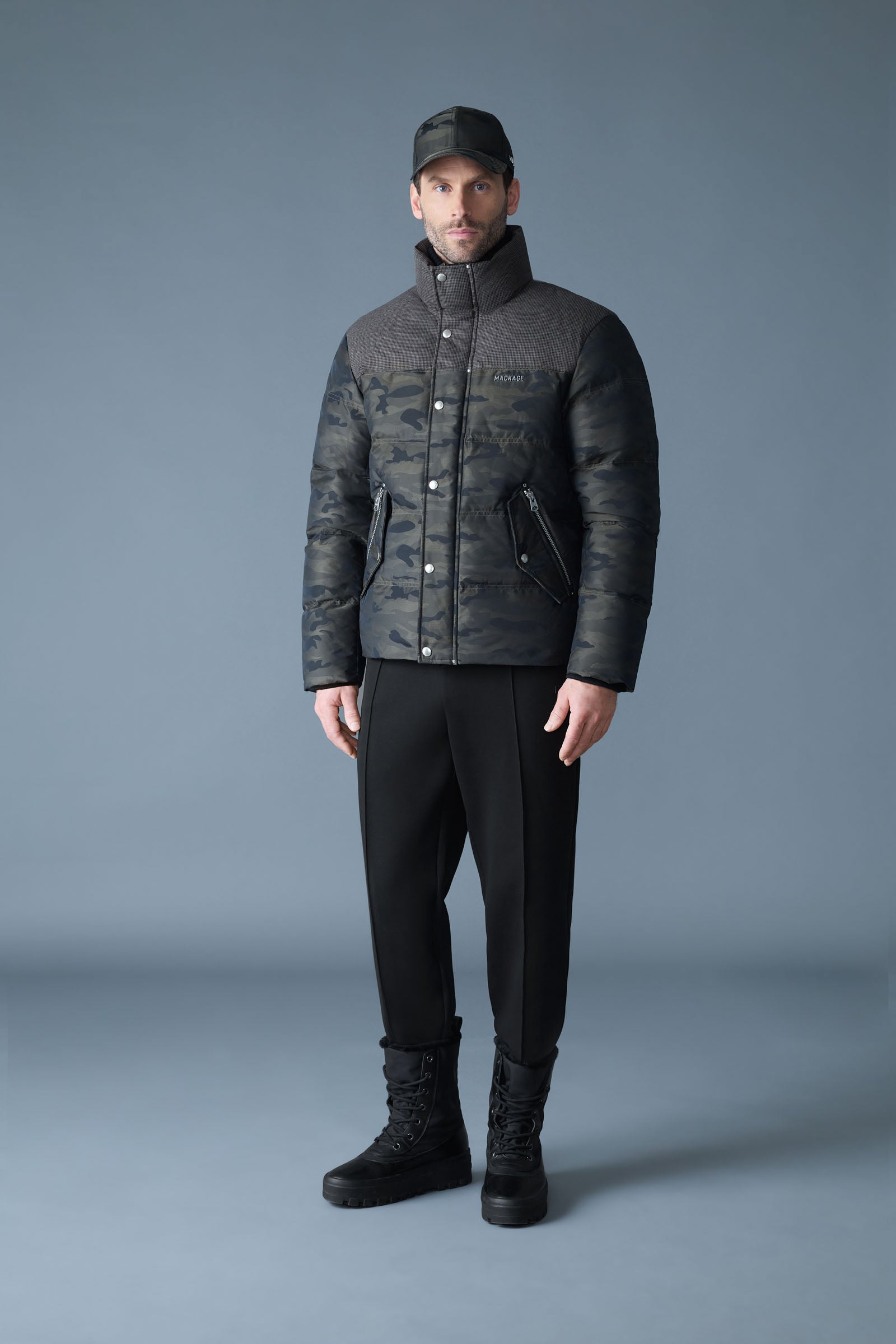 EVERETT-JC Camo Down Jacket With Contrast Yoke for Men | Mackage® US