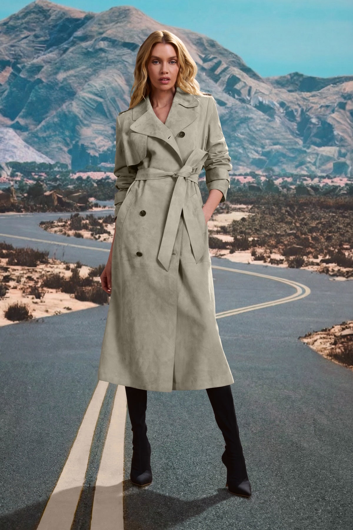 GAEL-SU Maxi Suede Trench Coat for Women | Mackage® US