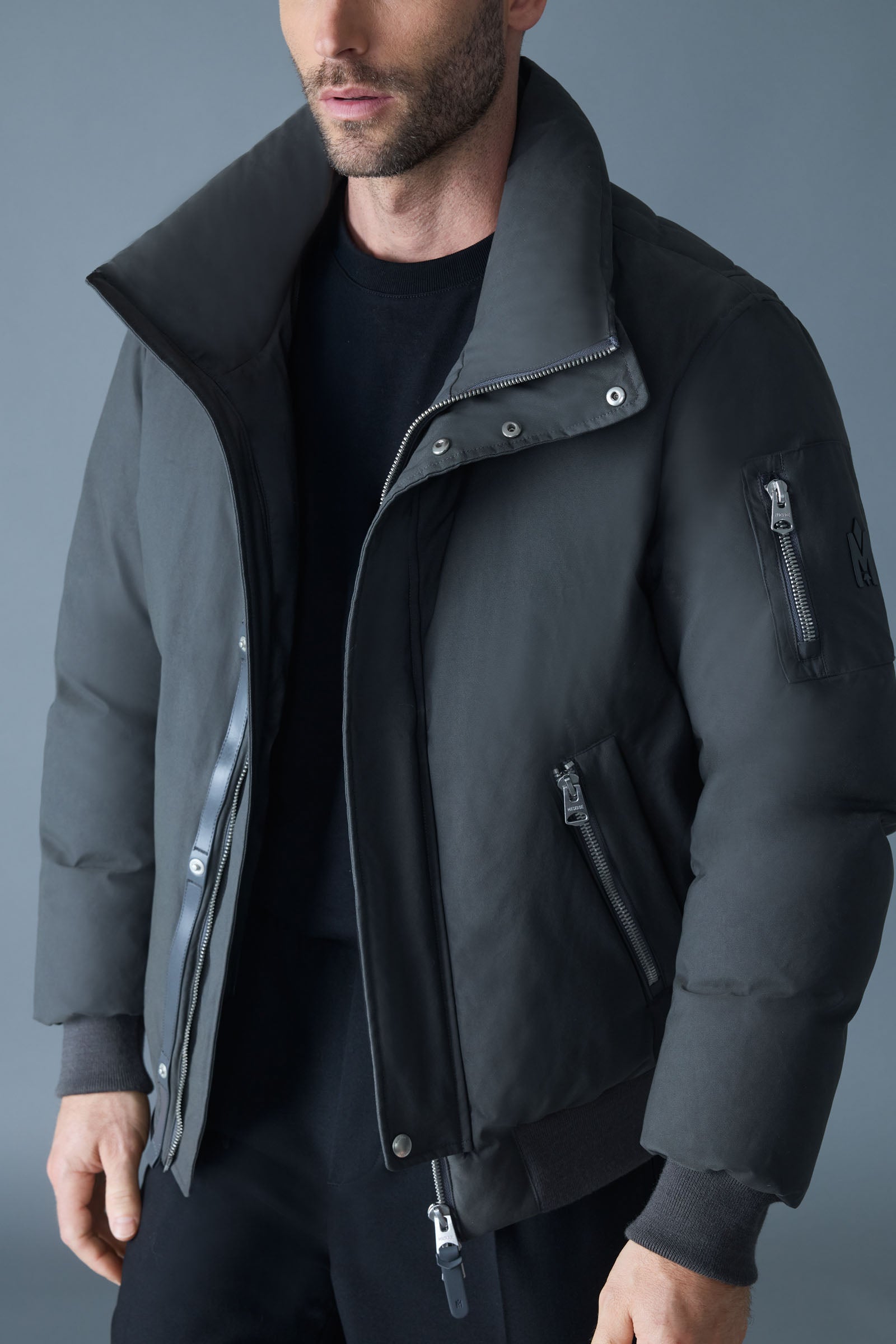 IKER-Z 2-in-1 Down Bomber - removable Shearling Bib for Men