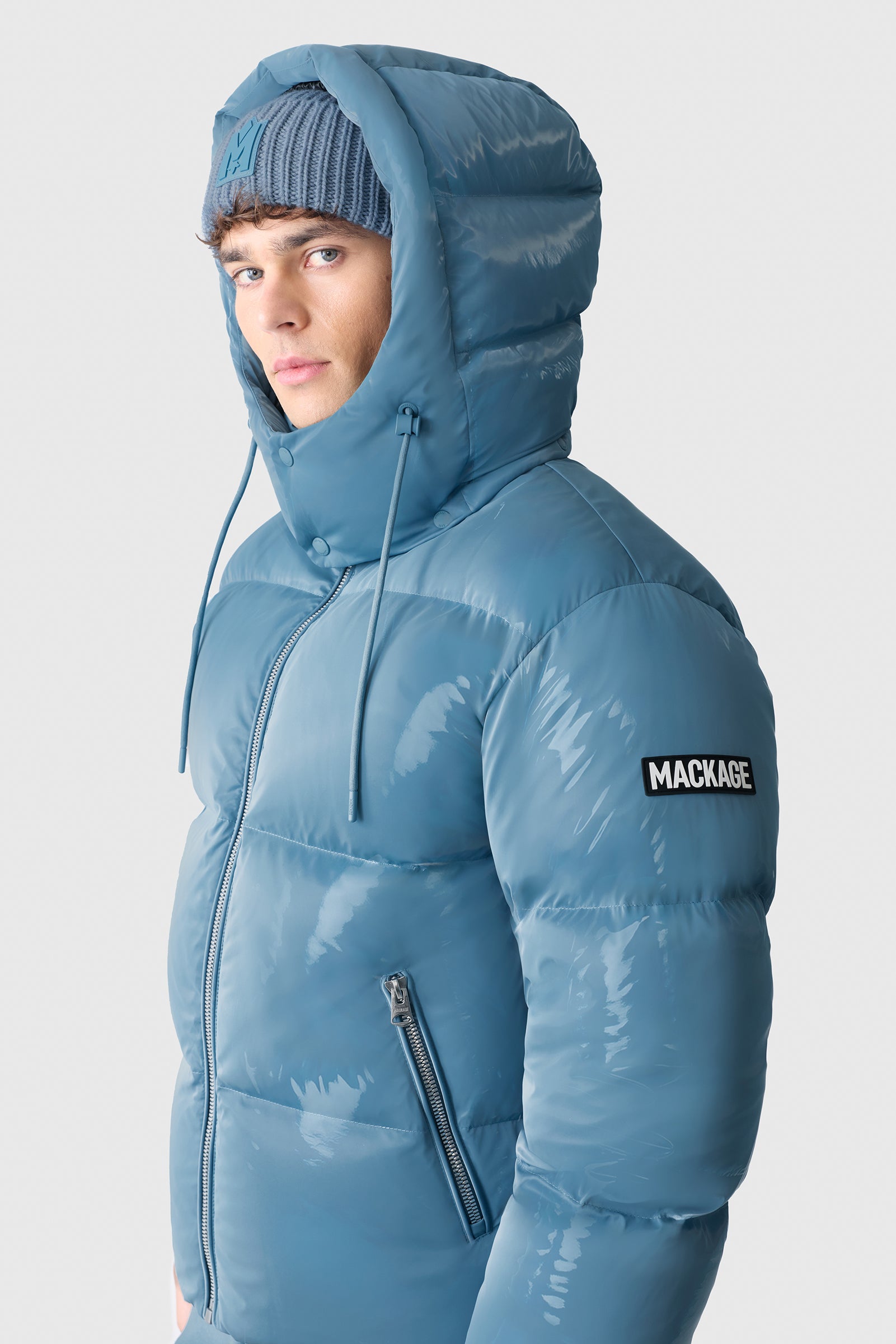 Mackage US KENT-GLO High-Gloss Hooded Down Jacket for Men