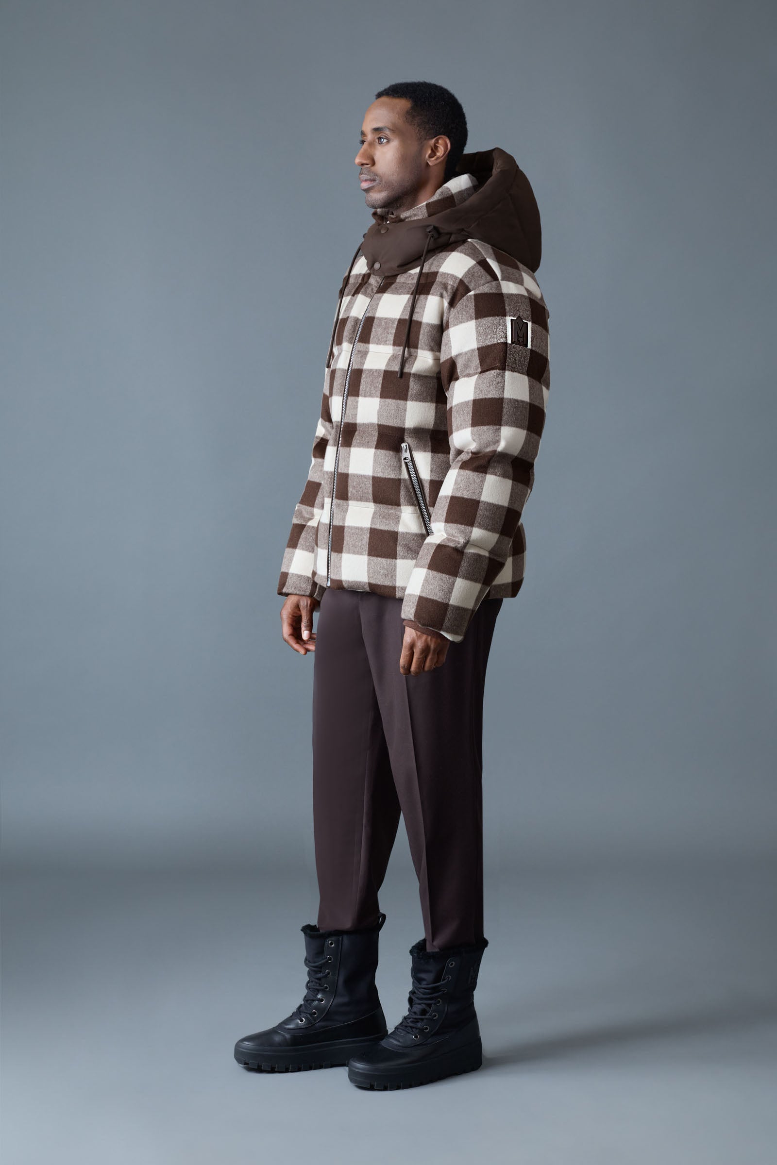 KENT-PL Plaid Hooded Down Jacket for Men | Mackage® US