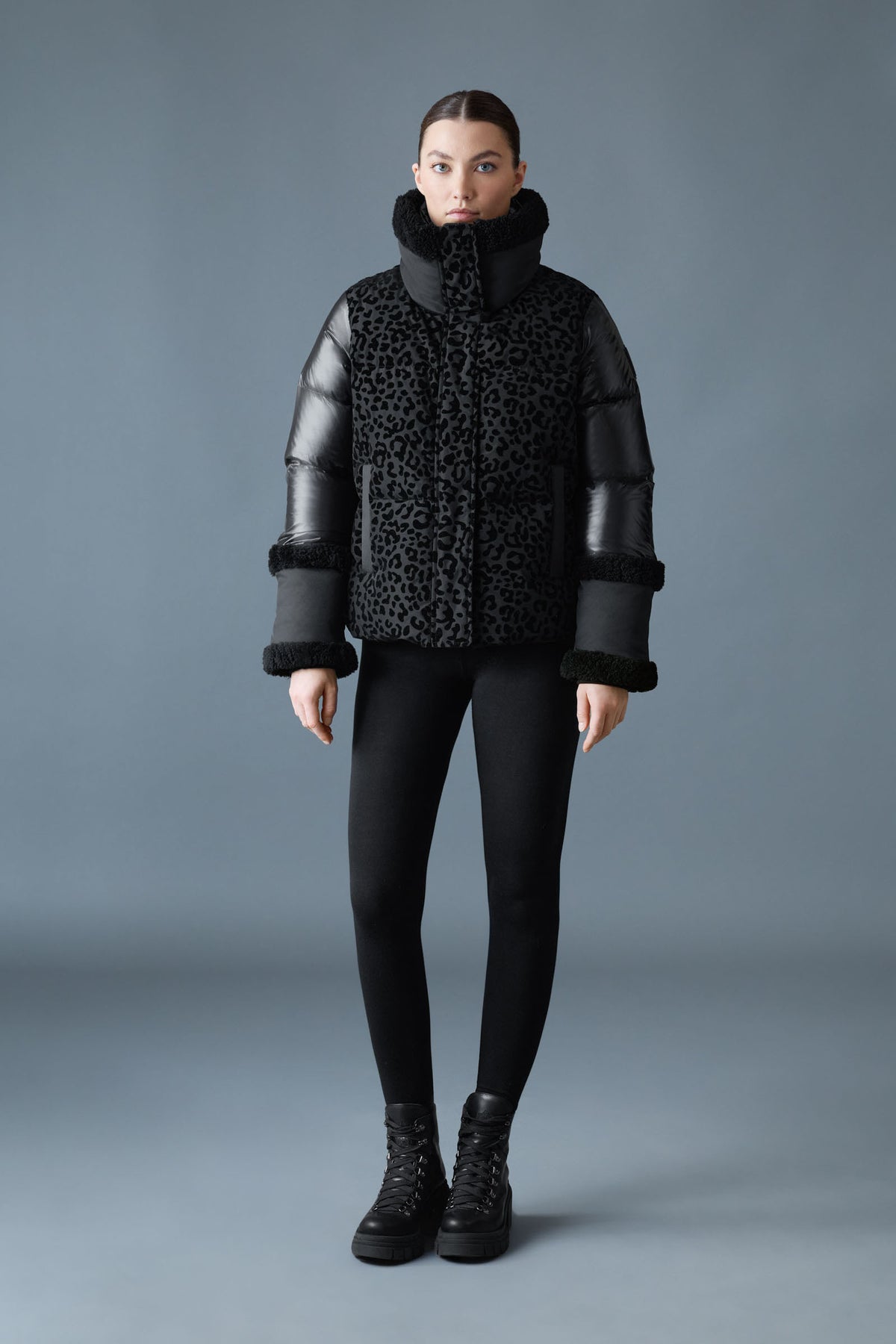 LYDANA-FLP Down Jacket - removable Bib & Shearling Trim for Women 