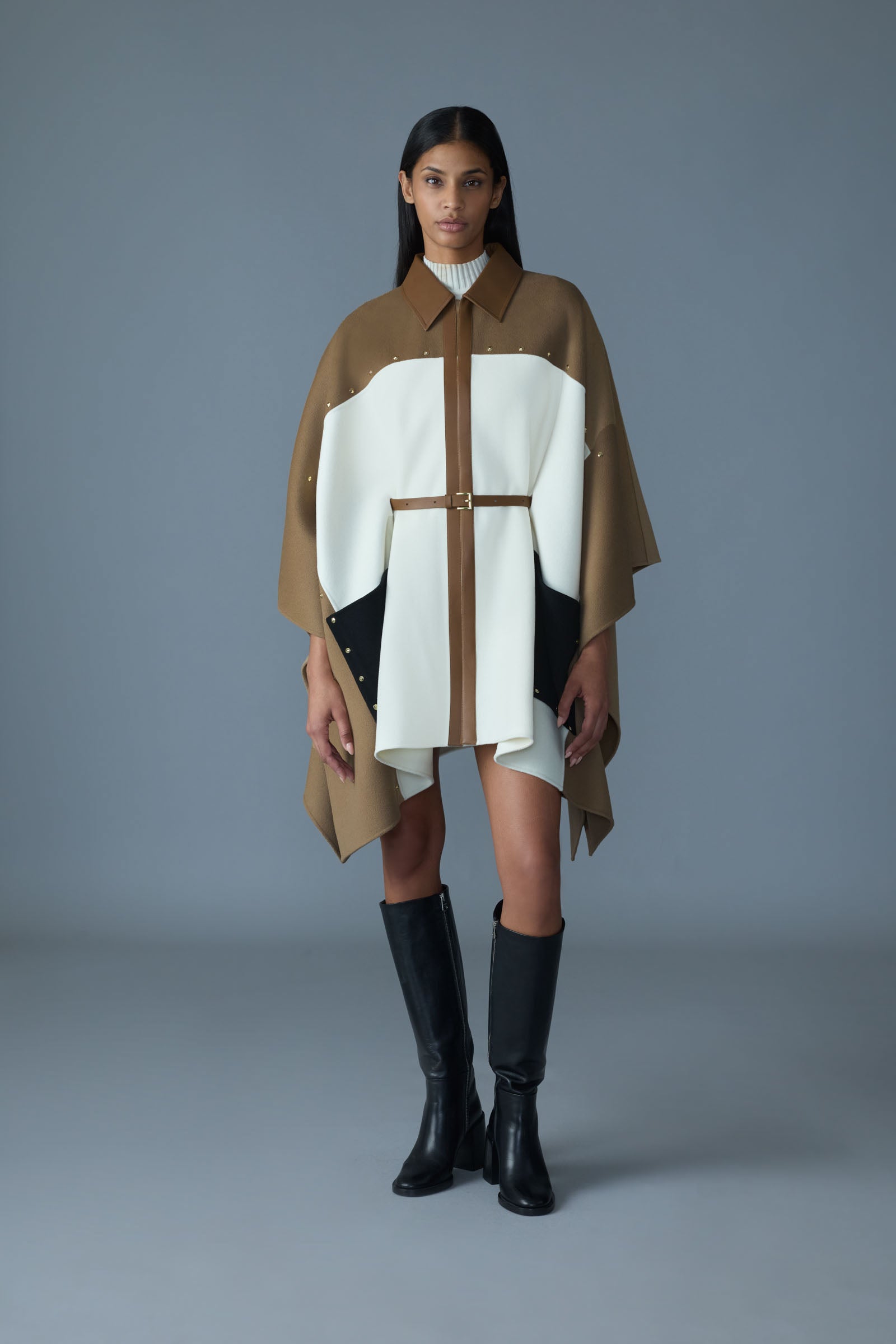 Moly, Studded Wool Cape Jacket | Mackage® US