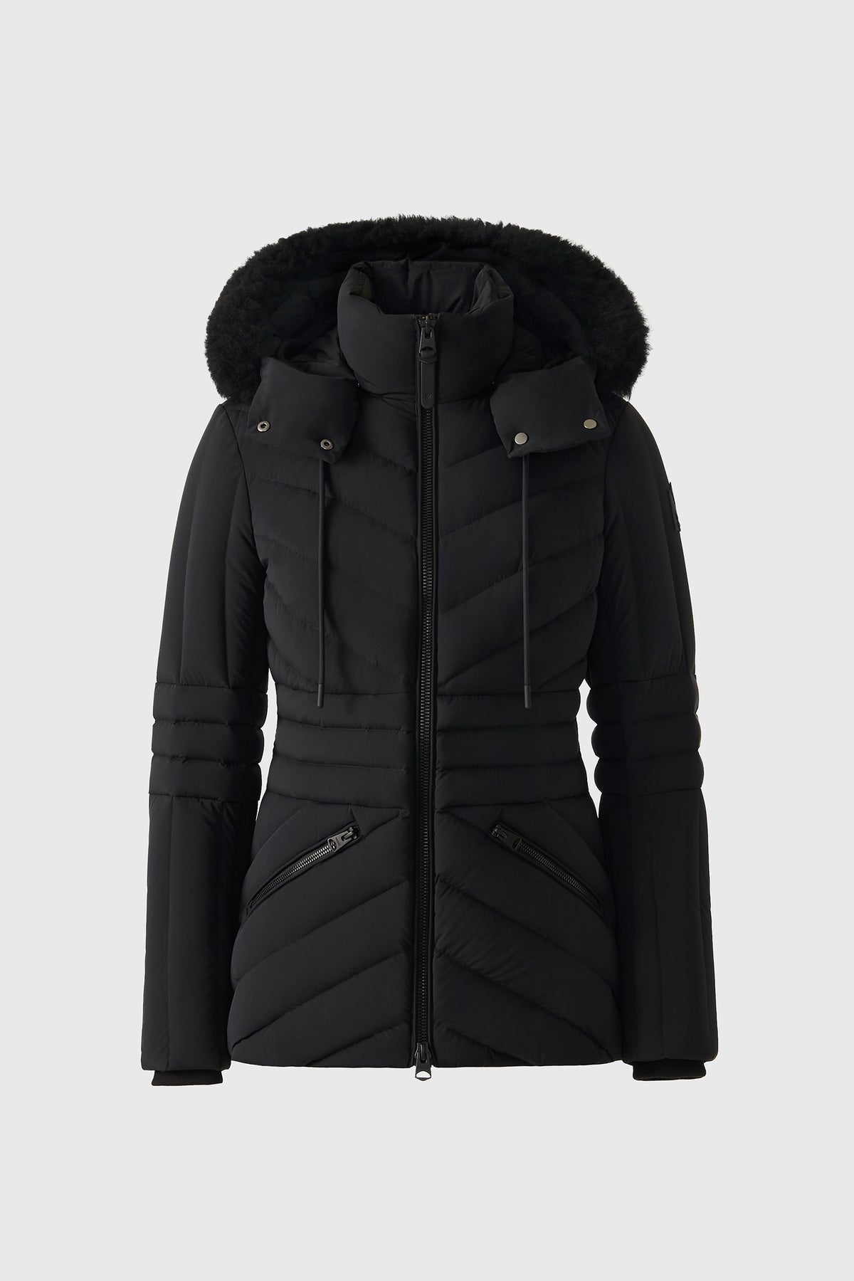 NADIA-SHZ Hooded Down Jacket With Shearling Trim for Women 