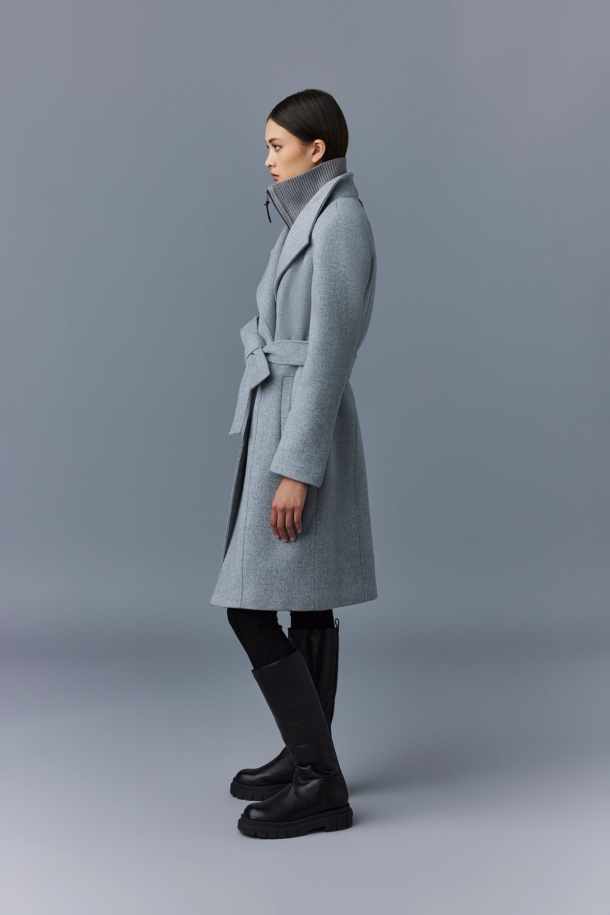 Grey Lined Coat/cashmere Wool Coat/winter Coat/belted Coat/xxl 