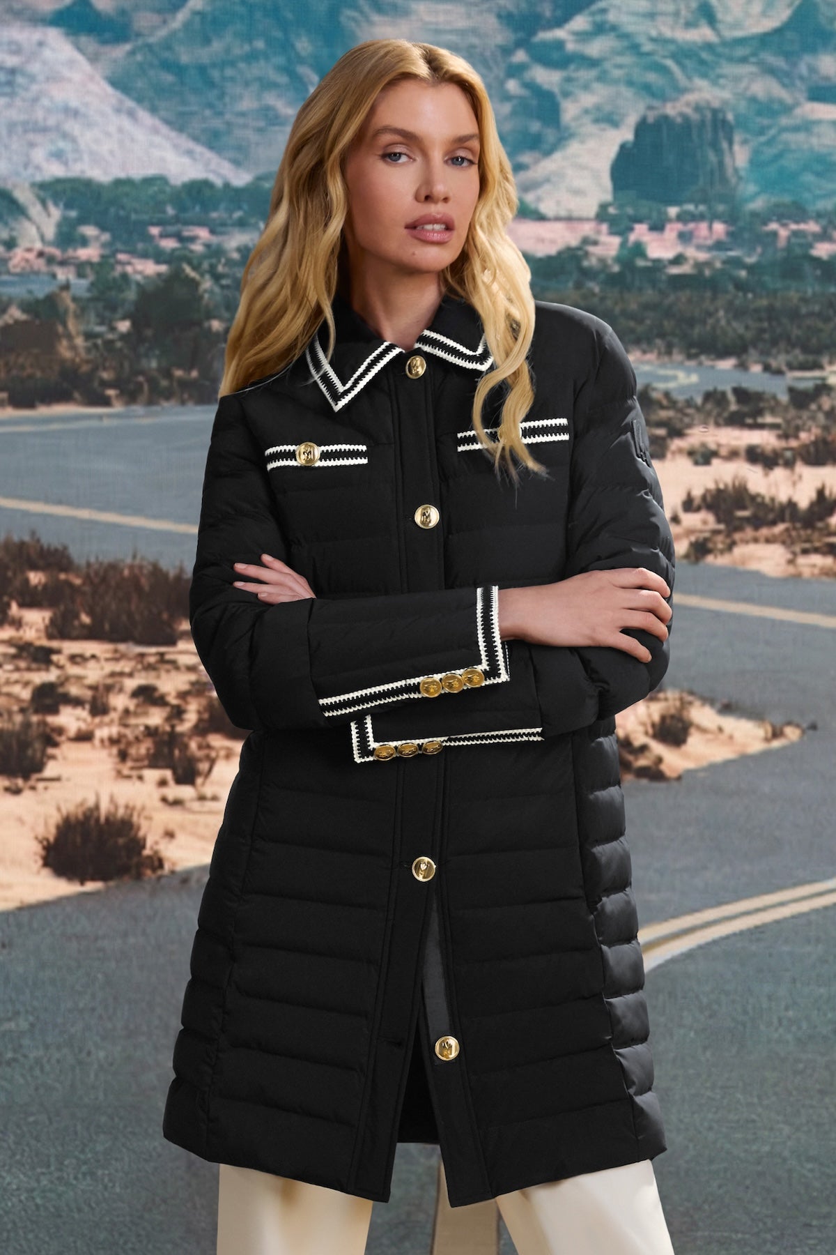 PRECIOUS Down Coat Crochet Detailing for Women | Mackage® US