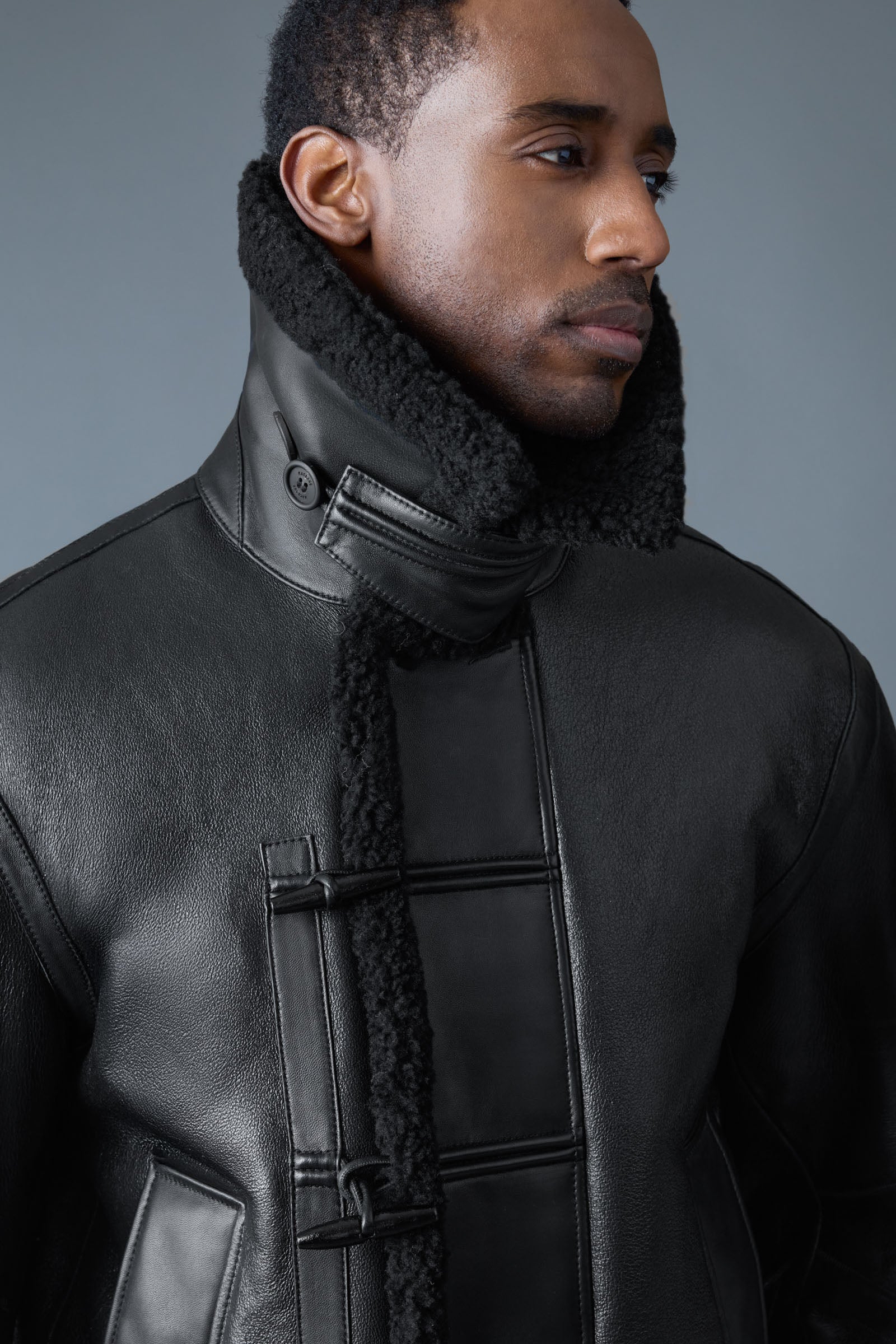 WAYLON Shearling AviatorJacket with Toggle Front closure for Men