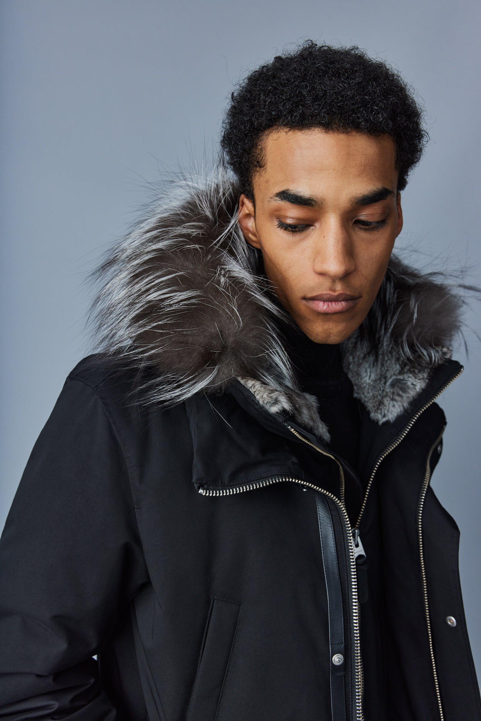 Edward, 2-in-1 down parka with hooded bib and silver fox fur for men |  Mackage® US