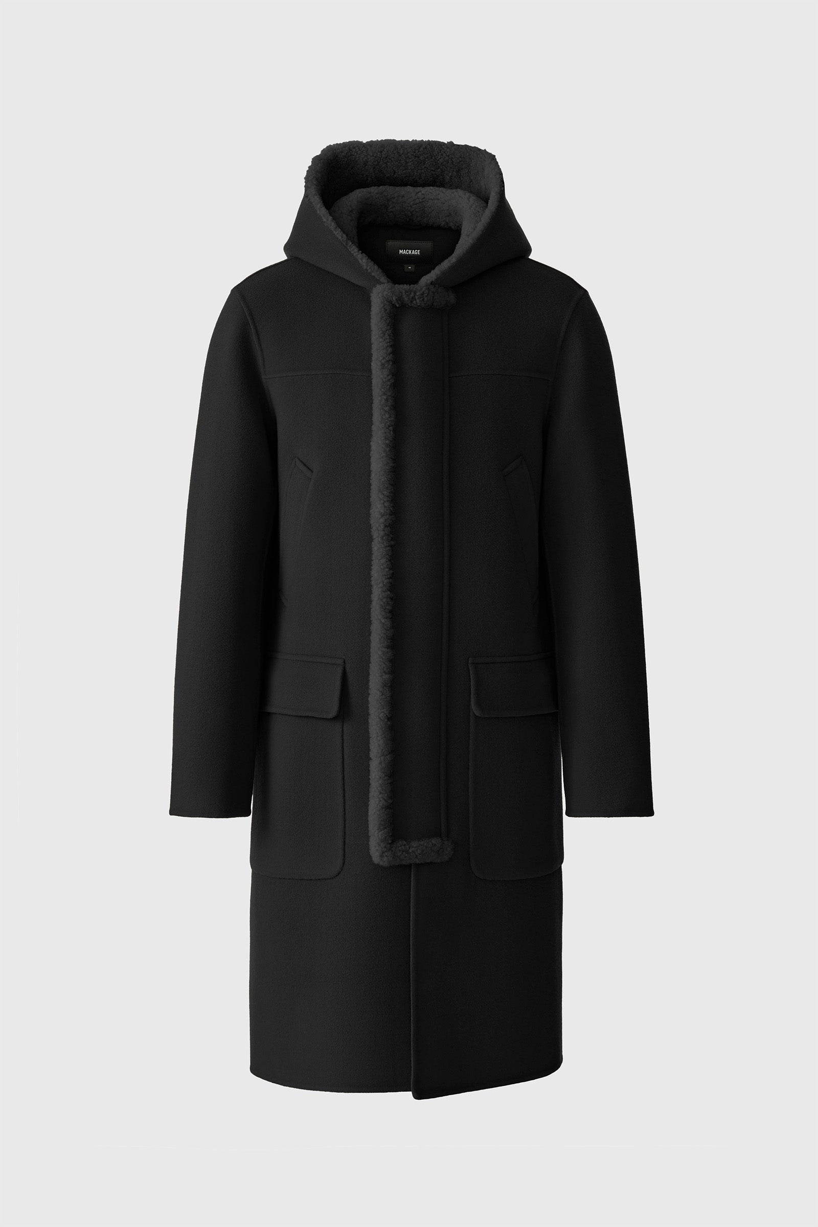 Abraham, heavy double face wool long hooded coat | Mackage® US