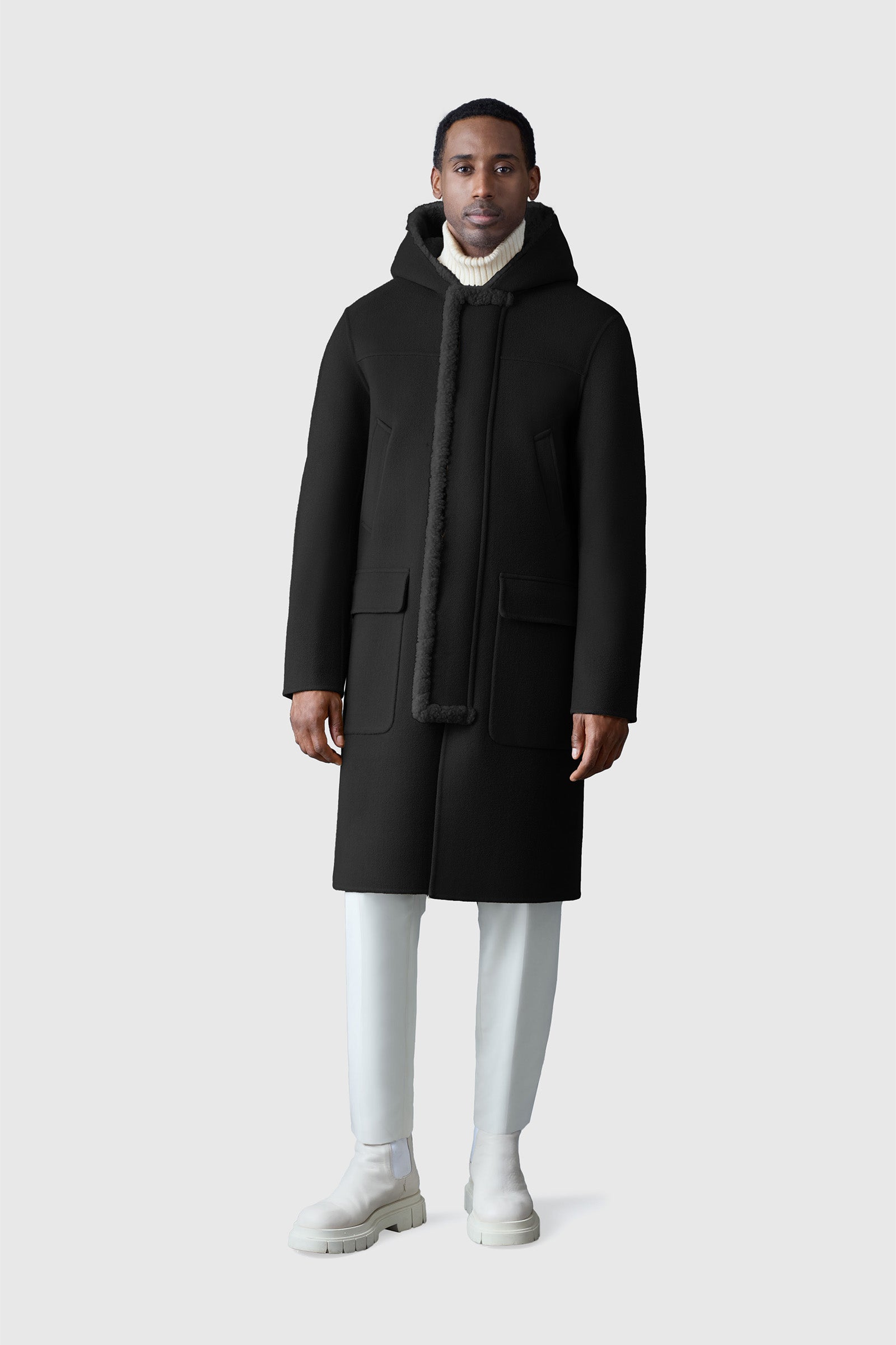 MACKAGE マッカージュ ABRAHAM ウールロングフードコート Abraham, heavy double face wool long hooded coat | Mackage® US