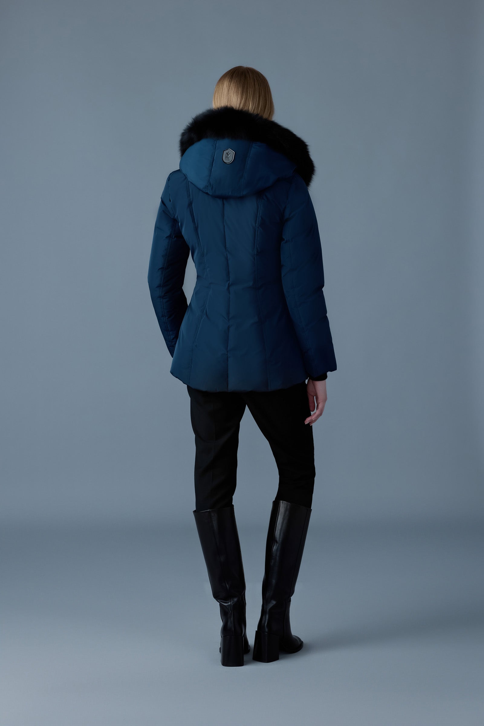 Adali-BX, Down coat with blue fox fur Signature Mackage