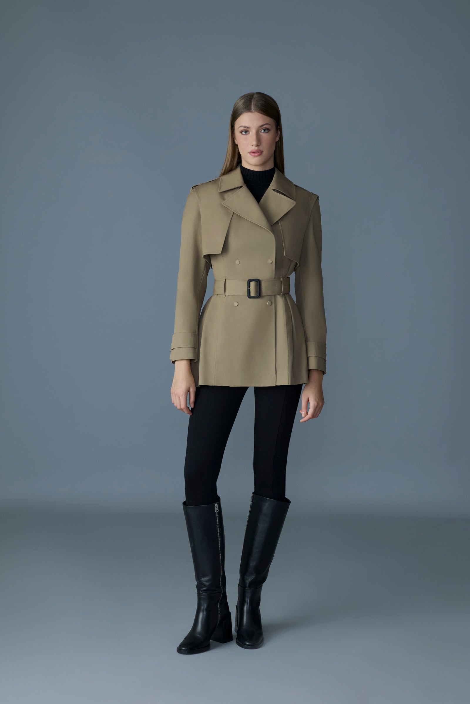 Adva, Mid-Length buckled belt trench | Mackage® US