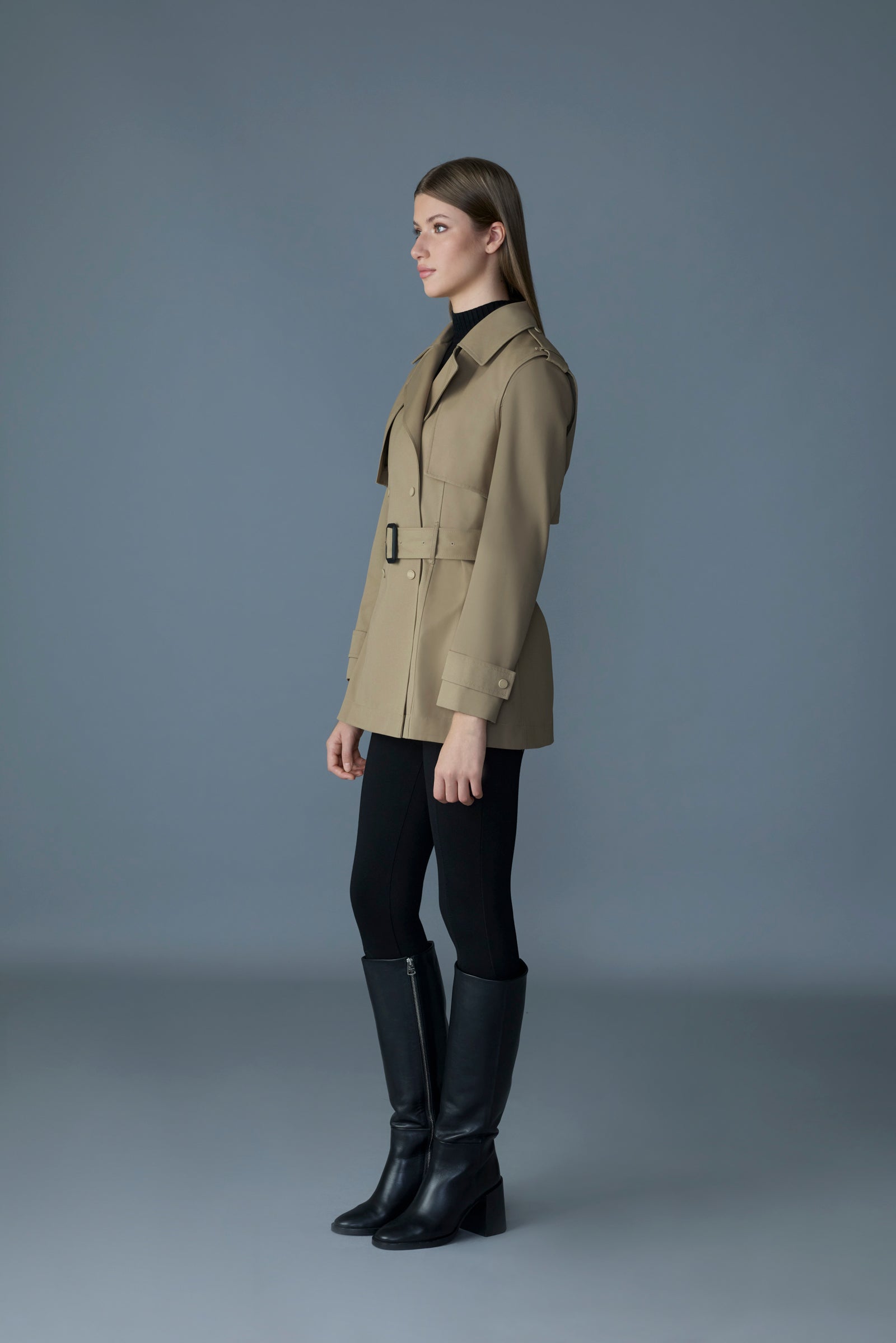 ADVA Mid-Length buckled belt trench | Mackage® US