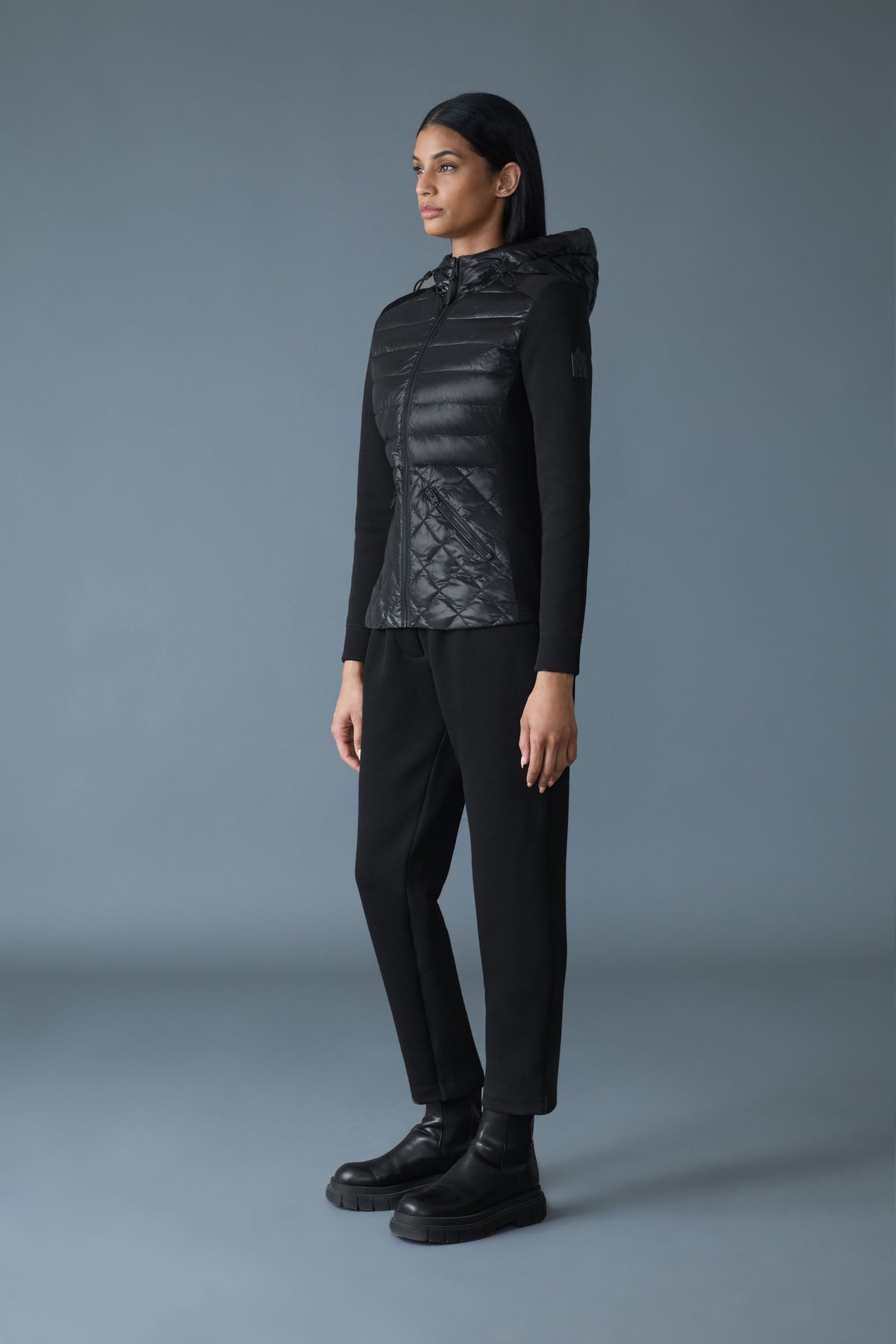 AGATHA Quilted Mixed-Media Hooded Jacket for Women | Mackage® US