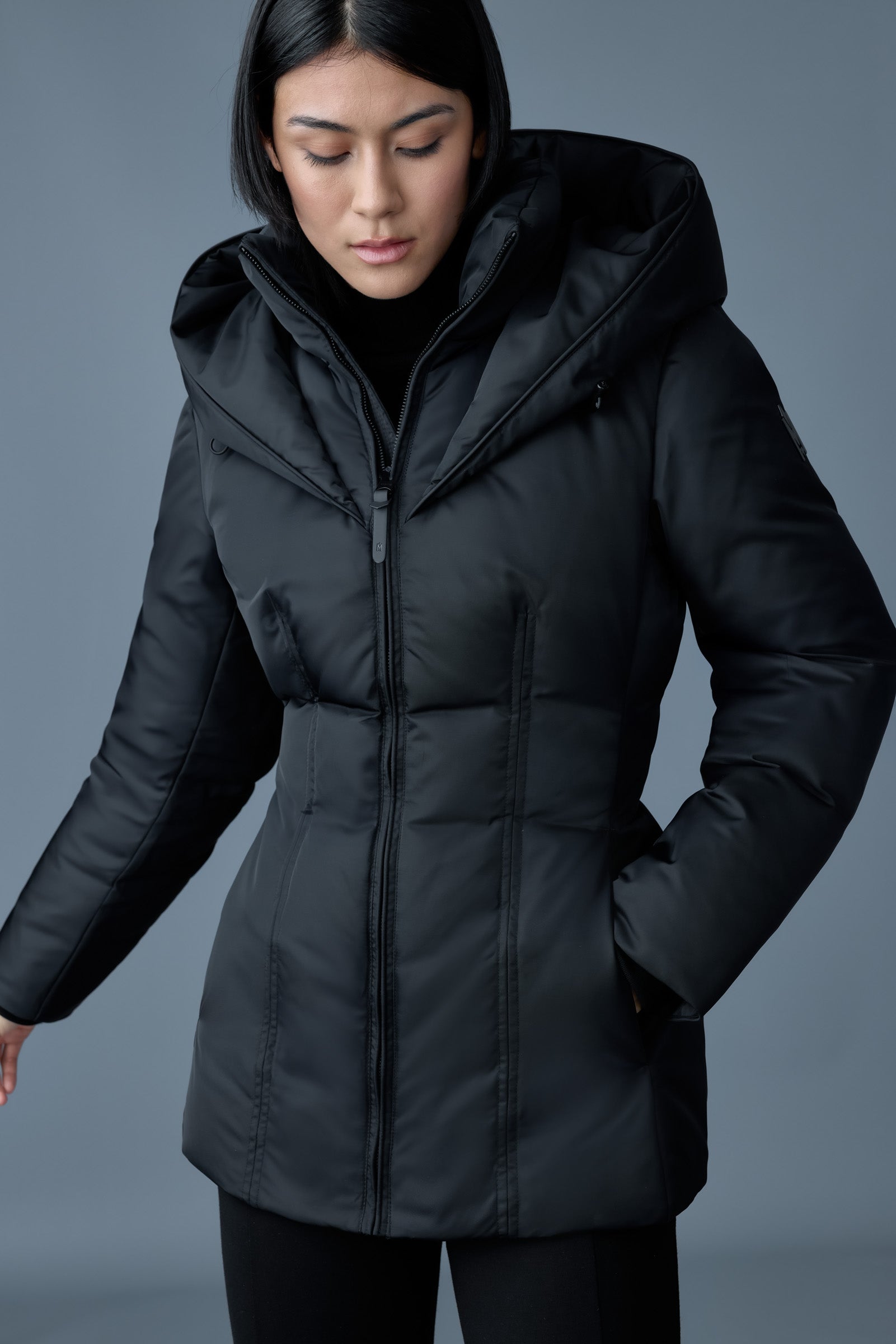 Alana, tech satin medium down jacket | Mackage® US