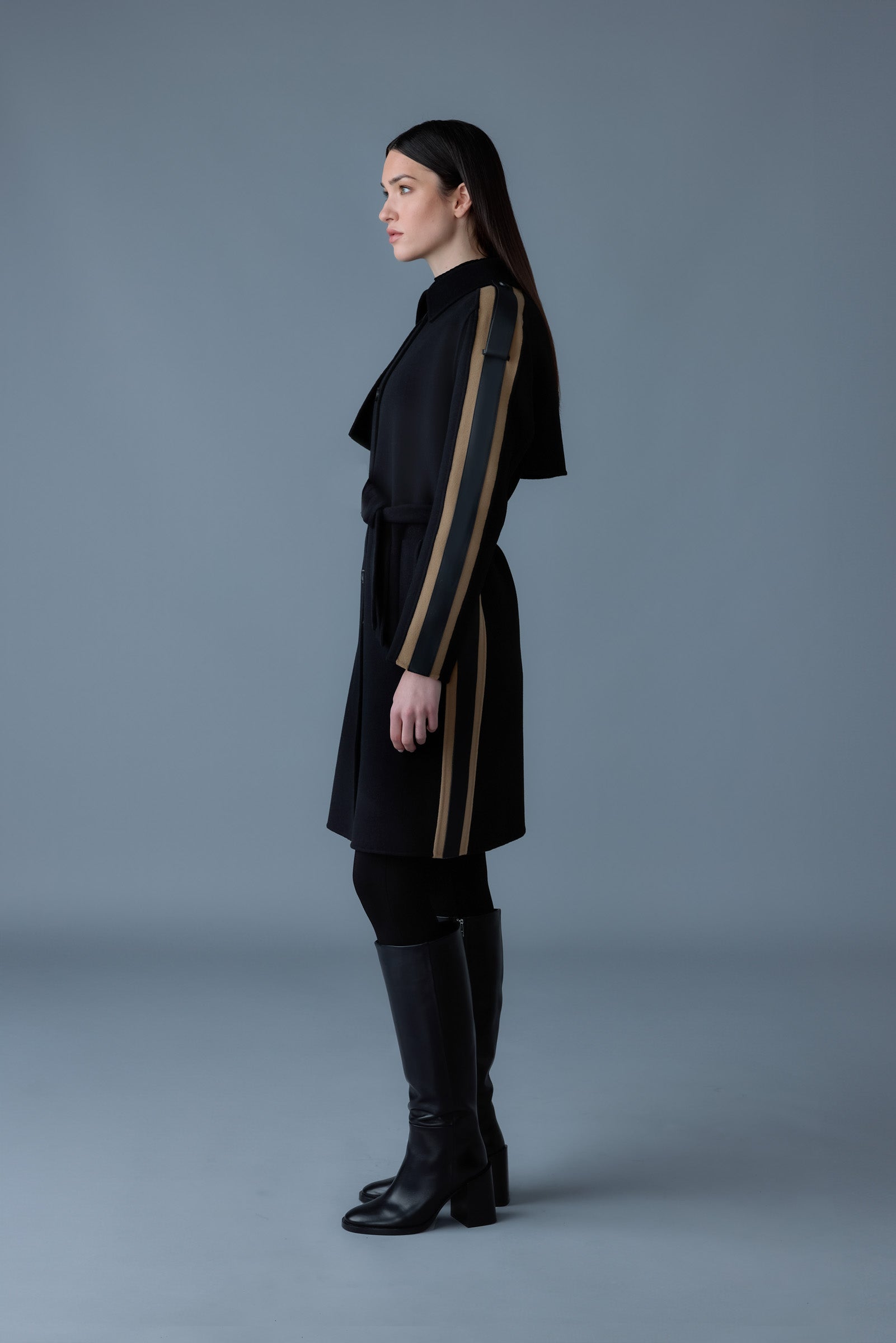 Aliza, double-face wool stripe trench coat | Mackage® US