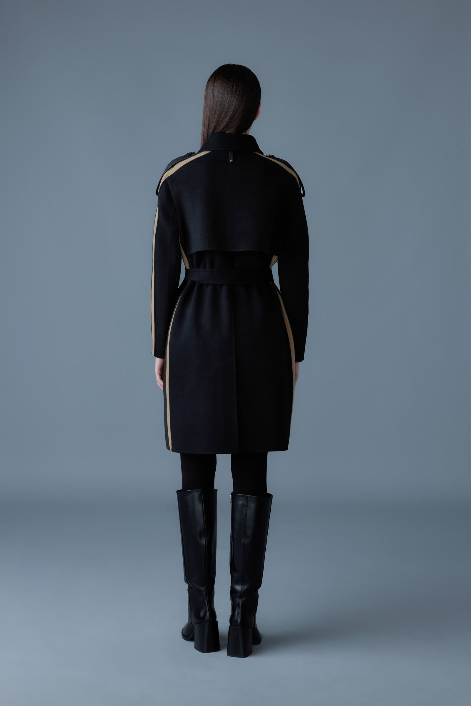 Aliza, double-face wool stripe trench coat | Mackage® US