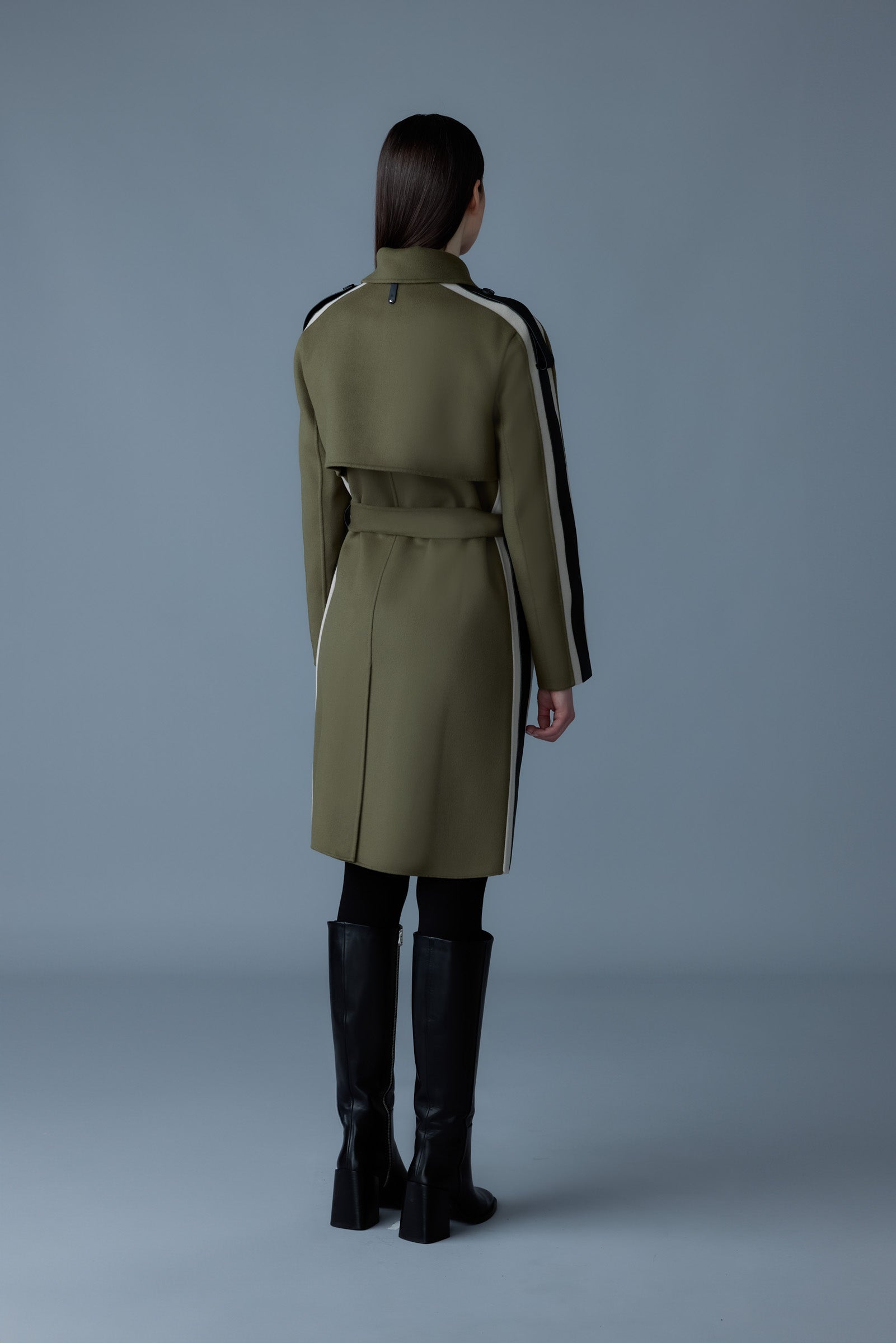 Aliza, double-face wool stripe trench coat | Mackage® US