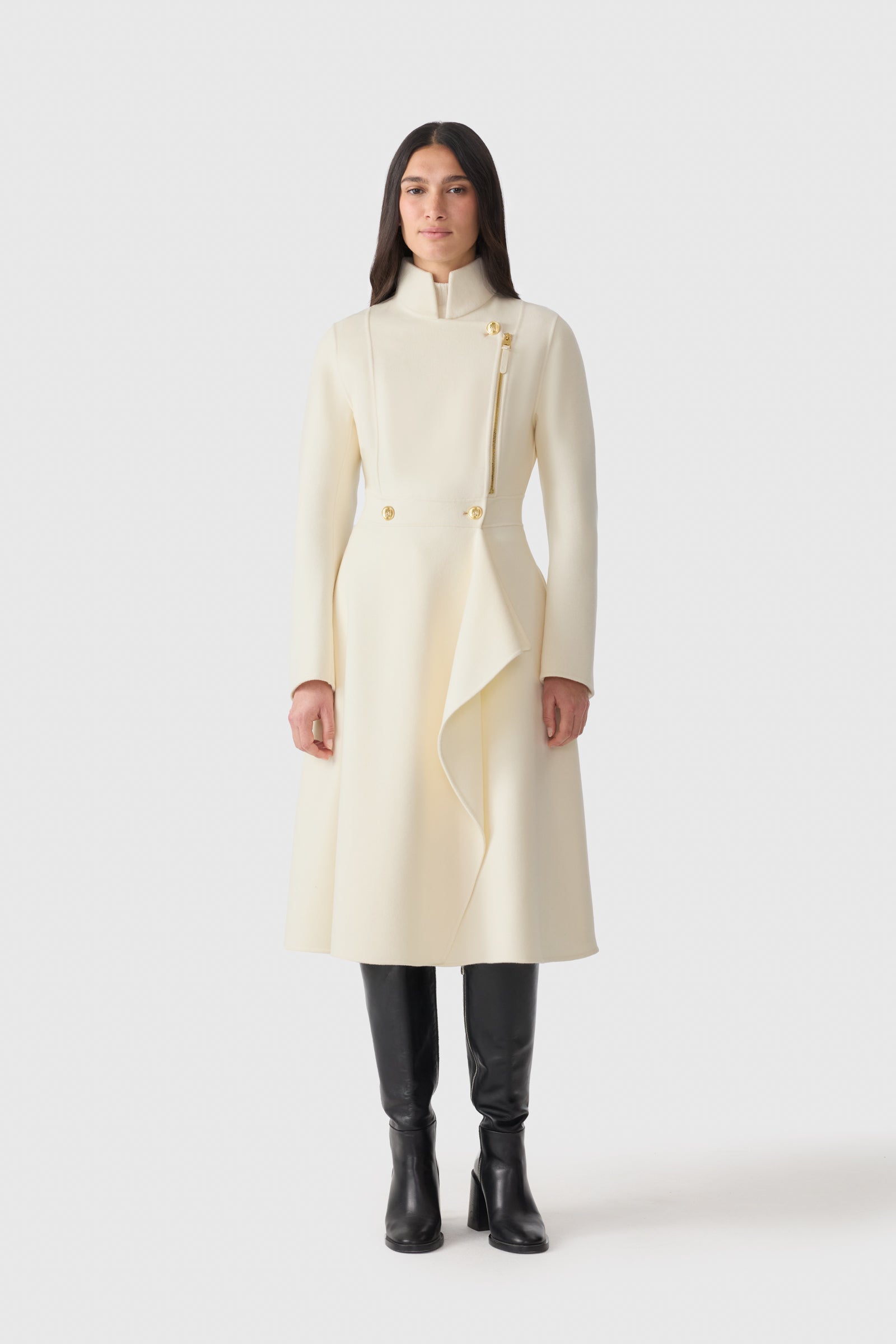 ANNIA Asymmetrical Wool Coat for Women | Mackage® US