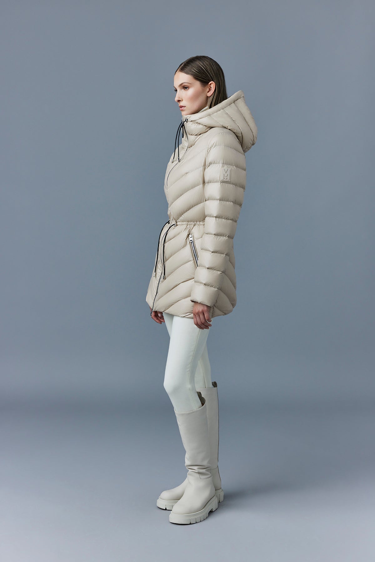 Massimo Dutti - - Hooded Down and Feather Puffer Jacket - Camel - XL