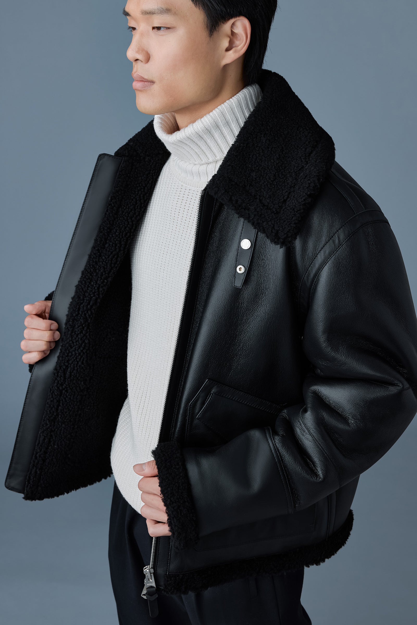 Atlas-SH, shearling and leather aviator-style jacket | Mackage® US