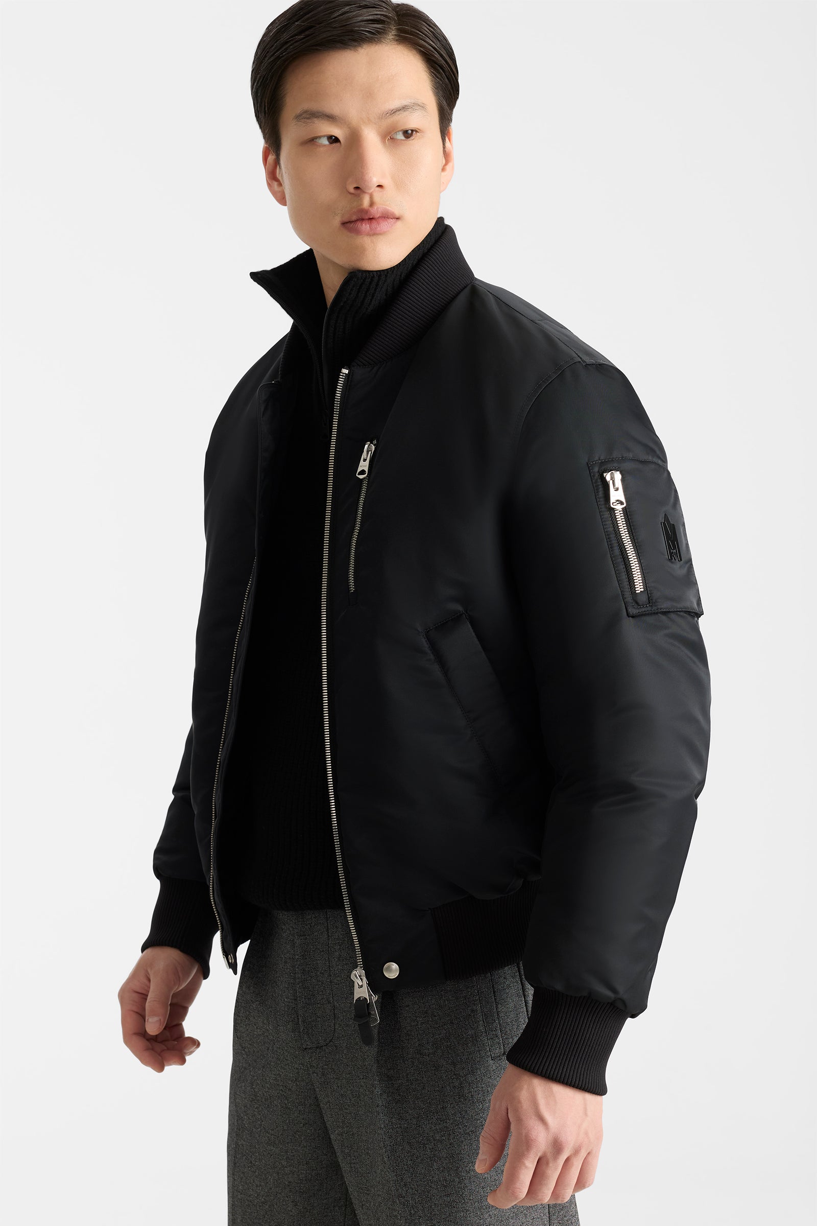 AUGUST-Z Bomber jacket with shearling-trimmed hood for Men
