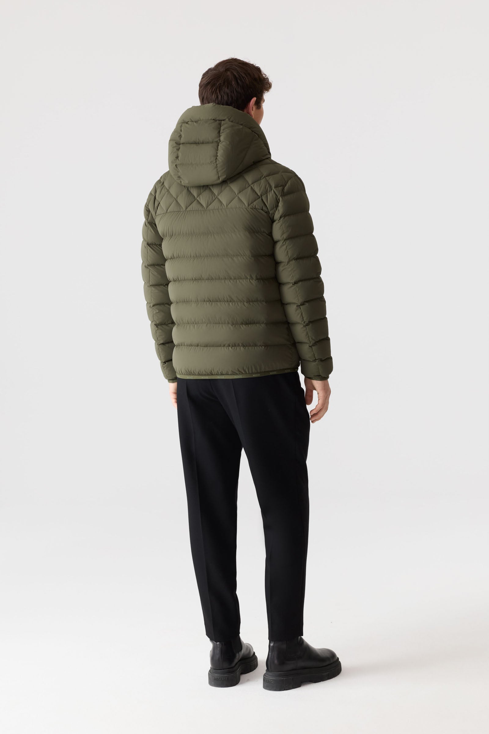 Mackage オリーブグリーン ダウンジャケット BERGEN Quilted Down Hooded Jacket for Men | Mackage US