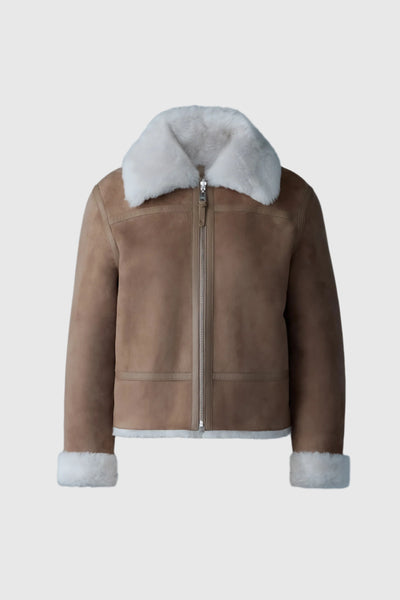 Mackage＊NORI wool coat with shearling bib＊ウールコート Norita, 2-in-1 double face wool coat with sash for ladies