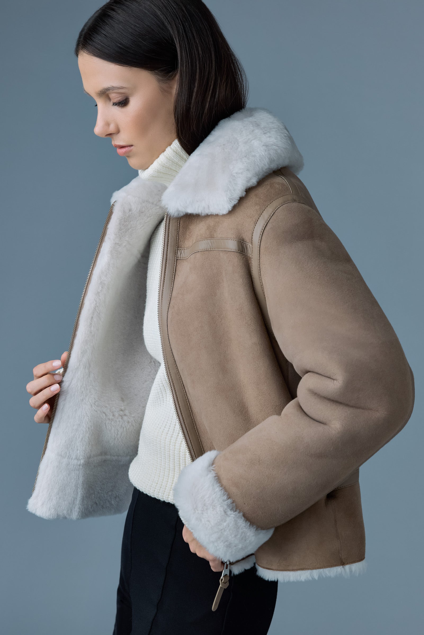 Betty, 2-in-1 reversible leather shearling jacket | Mackage® US