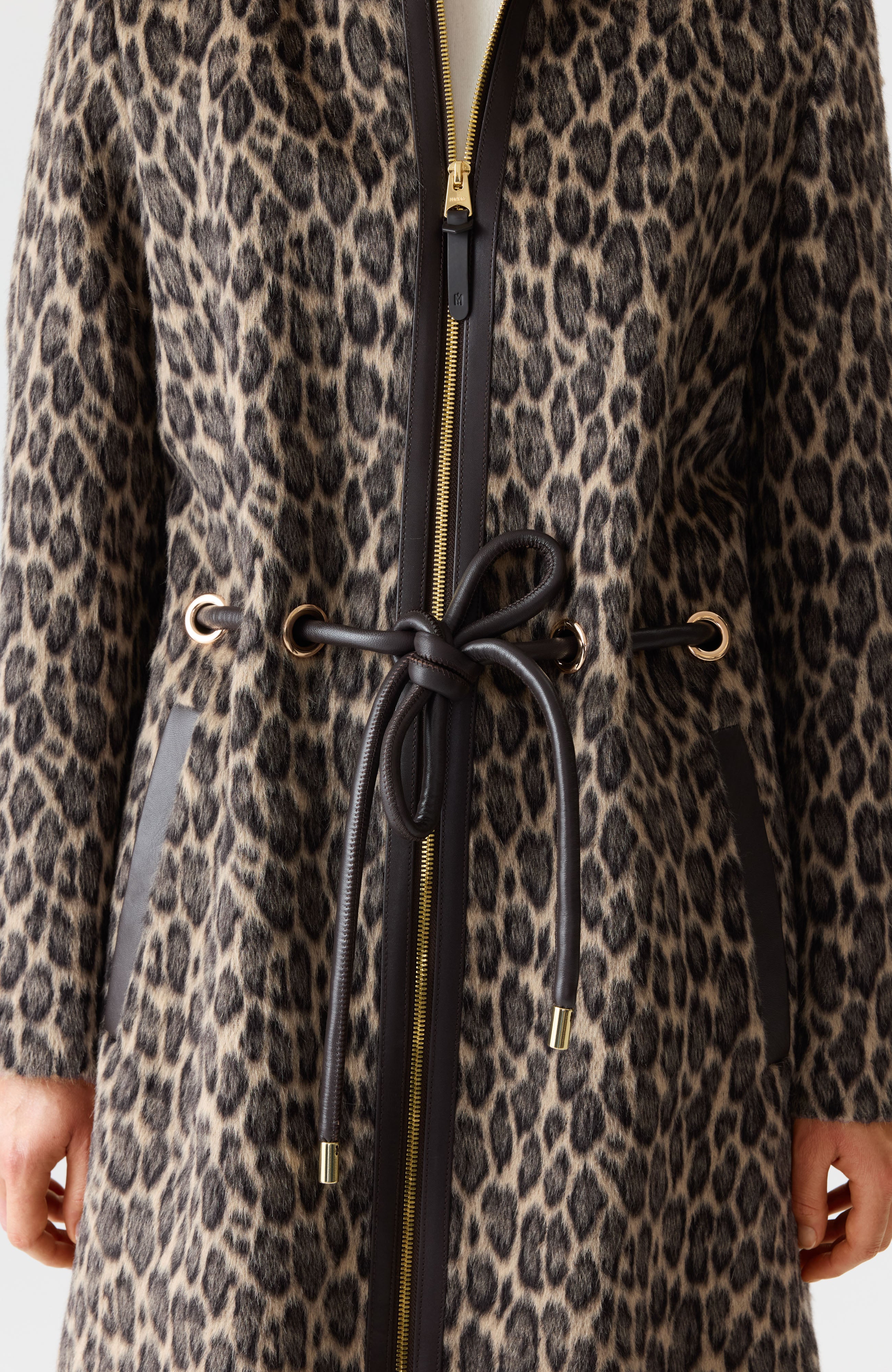 BLITHE-A Leopard Jacquard Wool Coat for Women | Mackage US