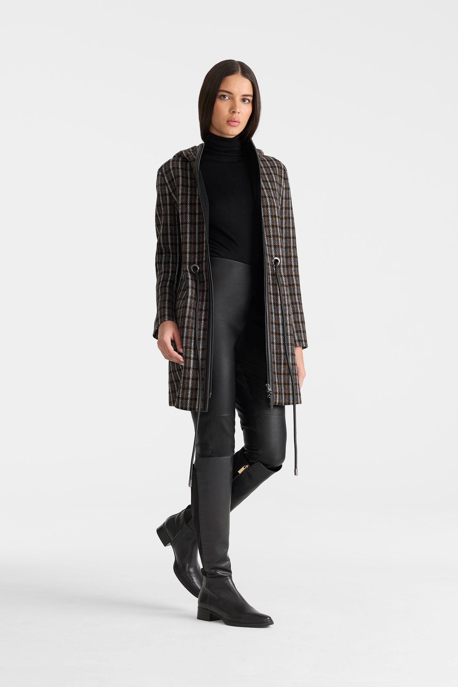 BLITHE-STP Wool and leather belt coat for Women | Mackage® US