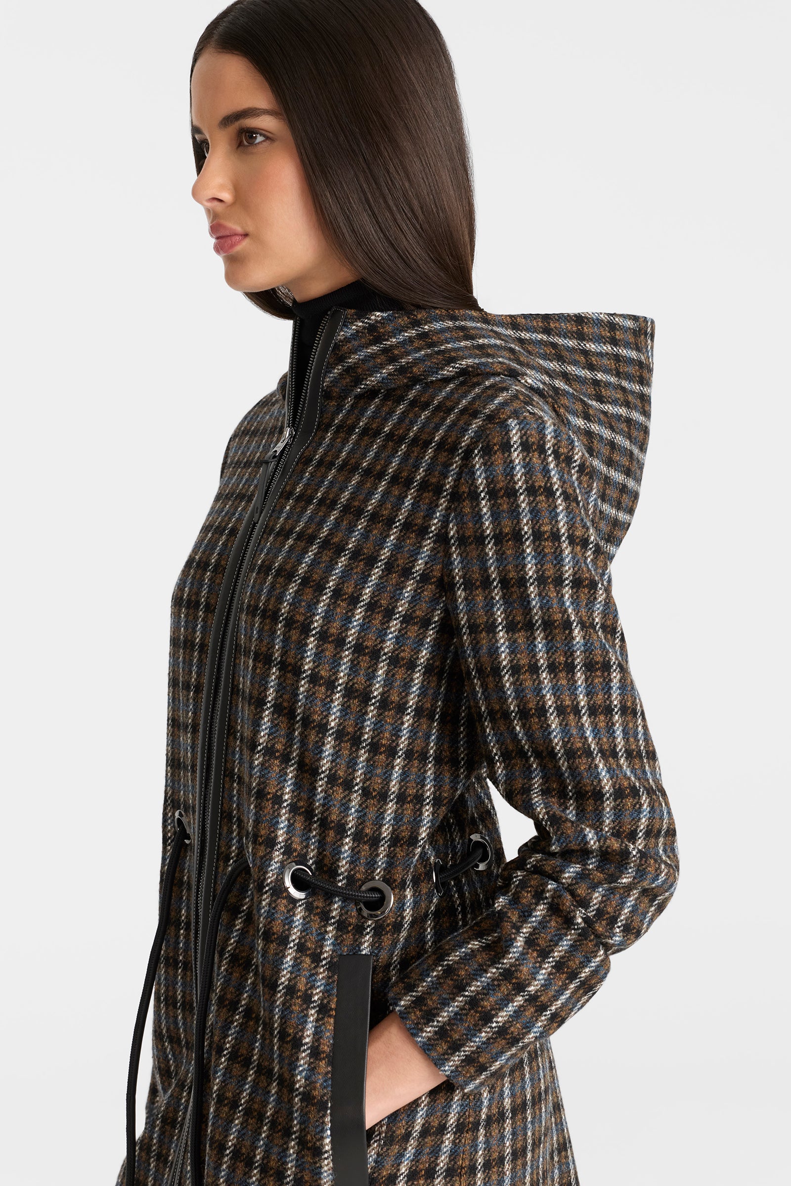 BLITHE-STP Wool and leather belt coat for Women | Mackage® US