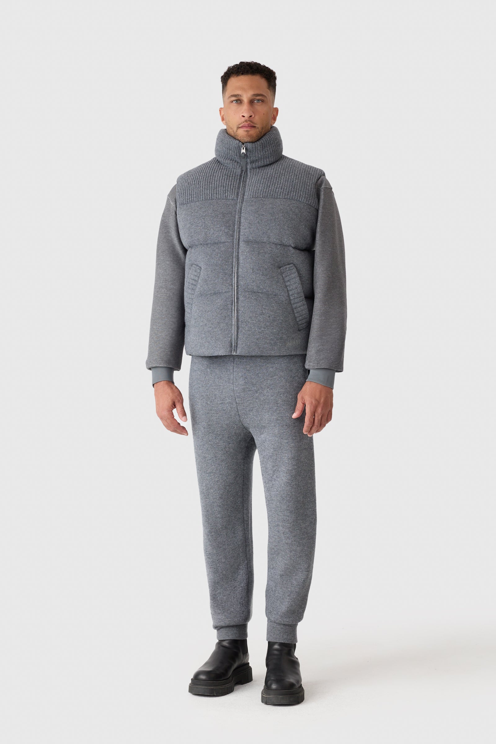 BRAXTON Cashmere Wool Blend Vest with Contrast Yoke for Men