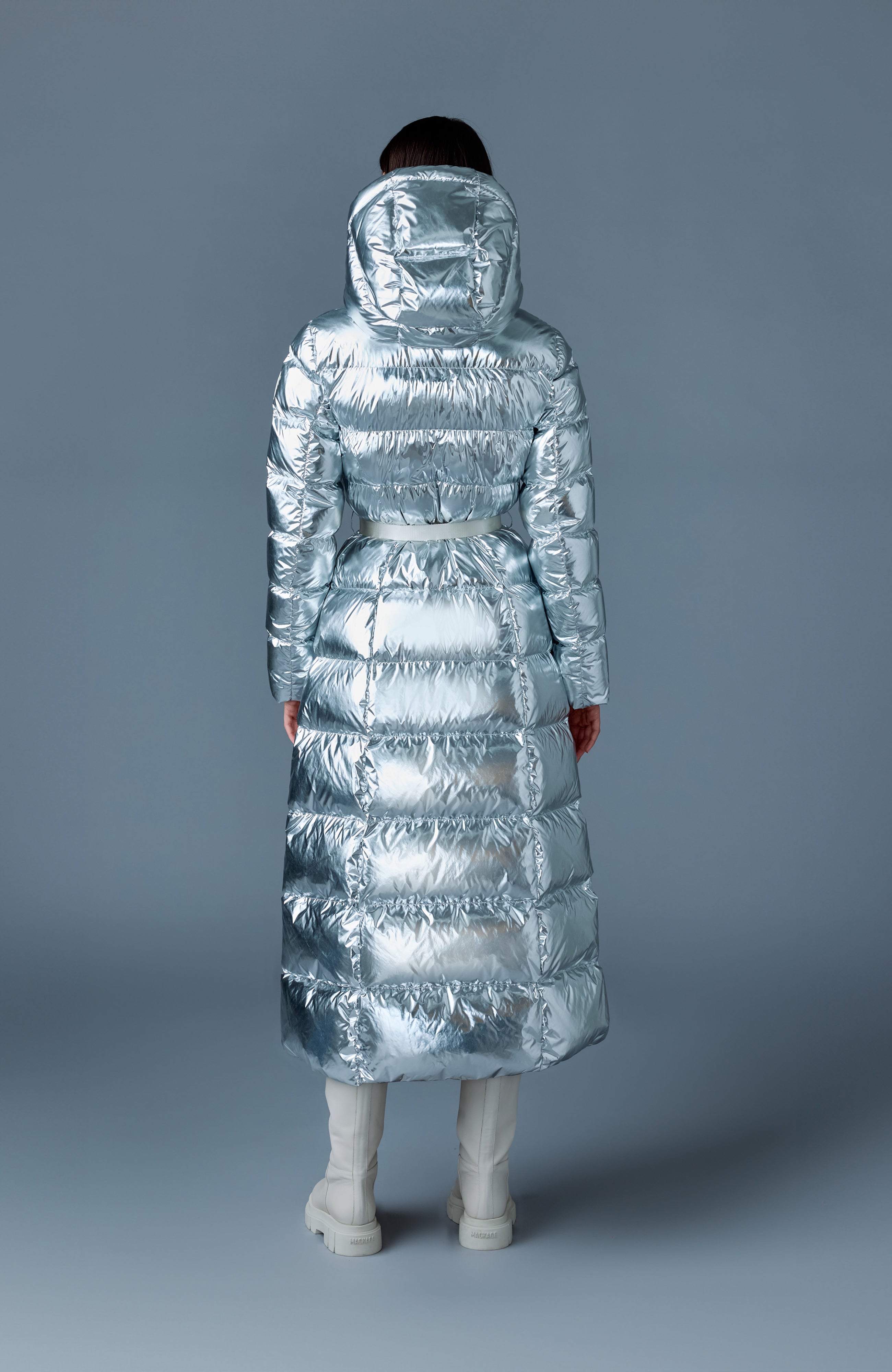 Calina-M, metallic laminate down maxi coat | Mackage® US