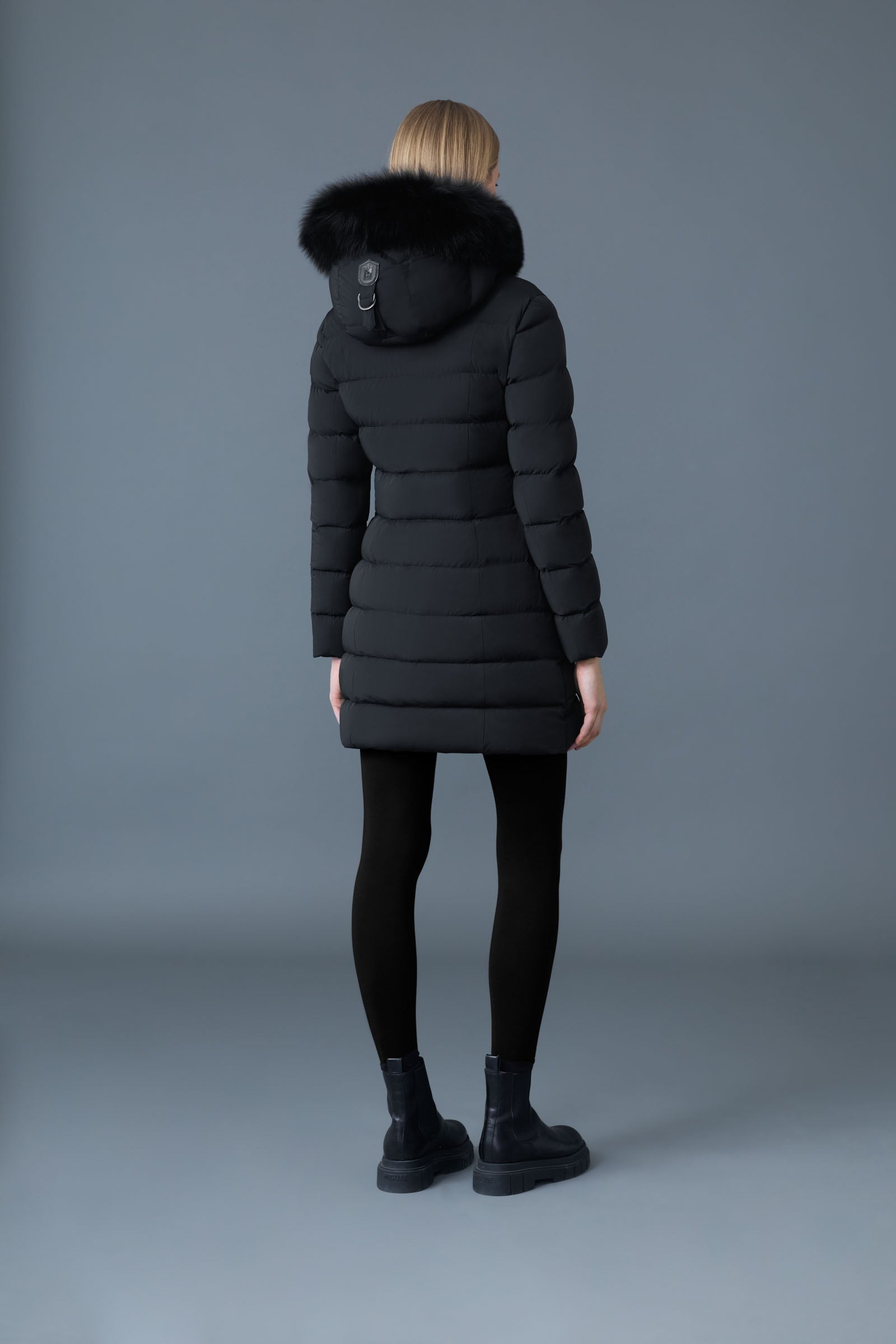CALLA-BX stretch light Down coat - blue fur collar for Women