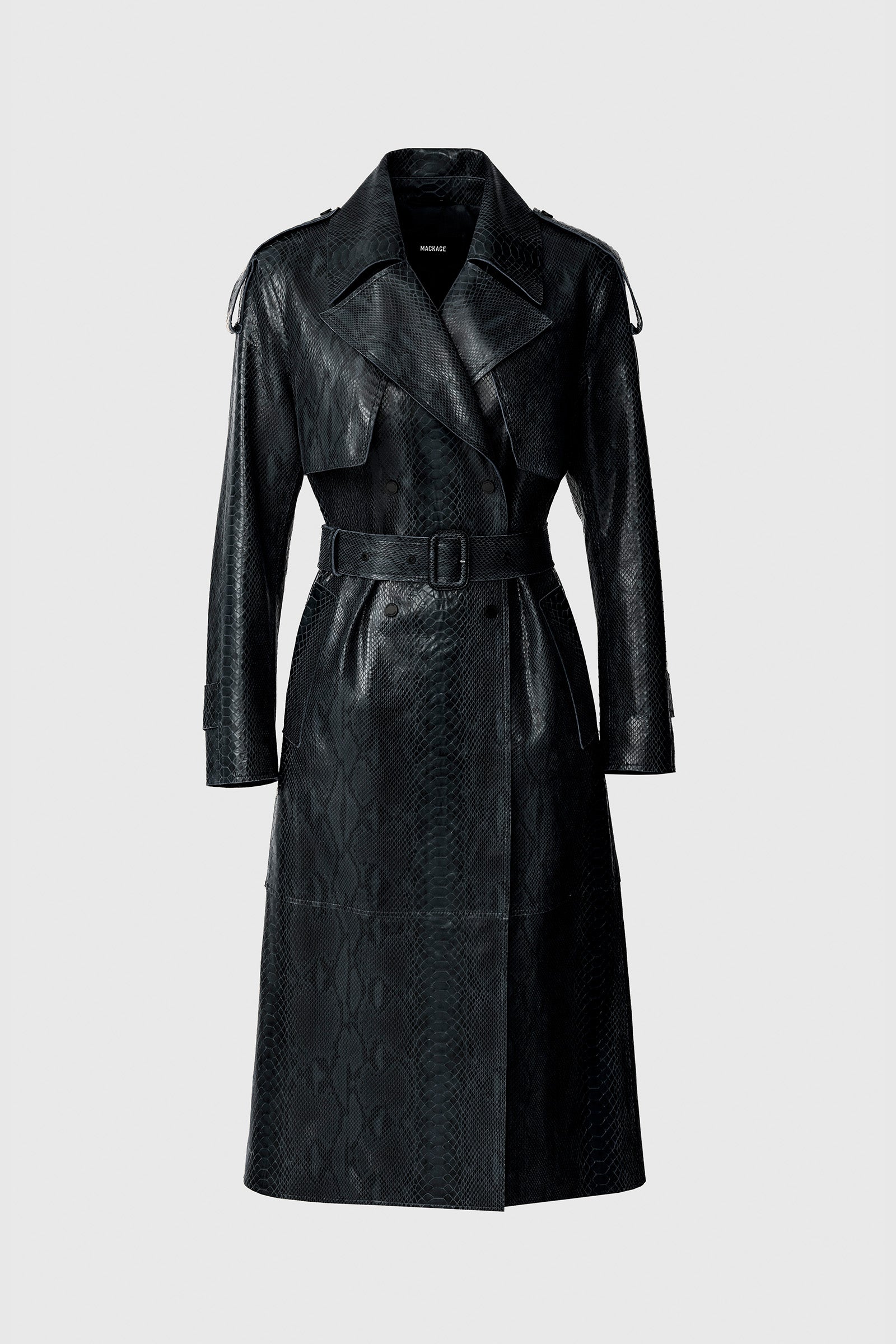 CARMELA-SNK Snake Pattern Leather Trench for Women | Mackage® US