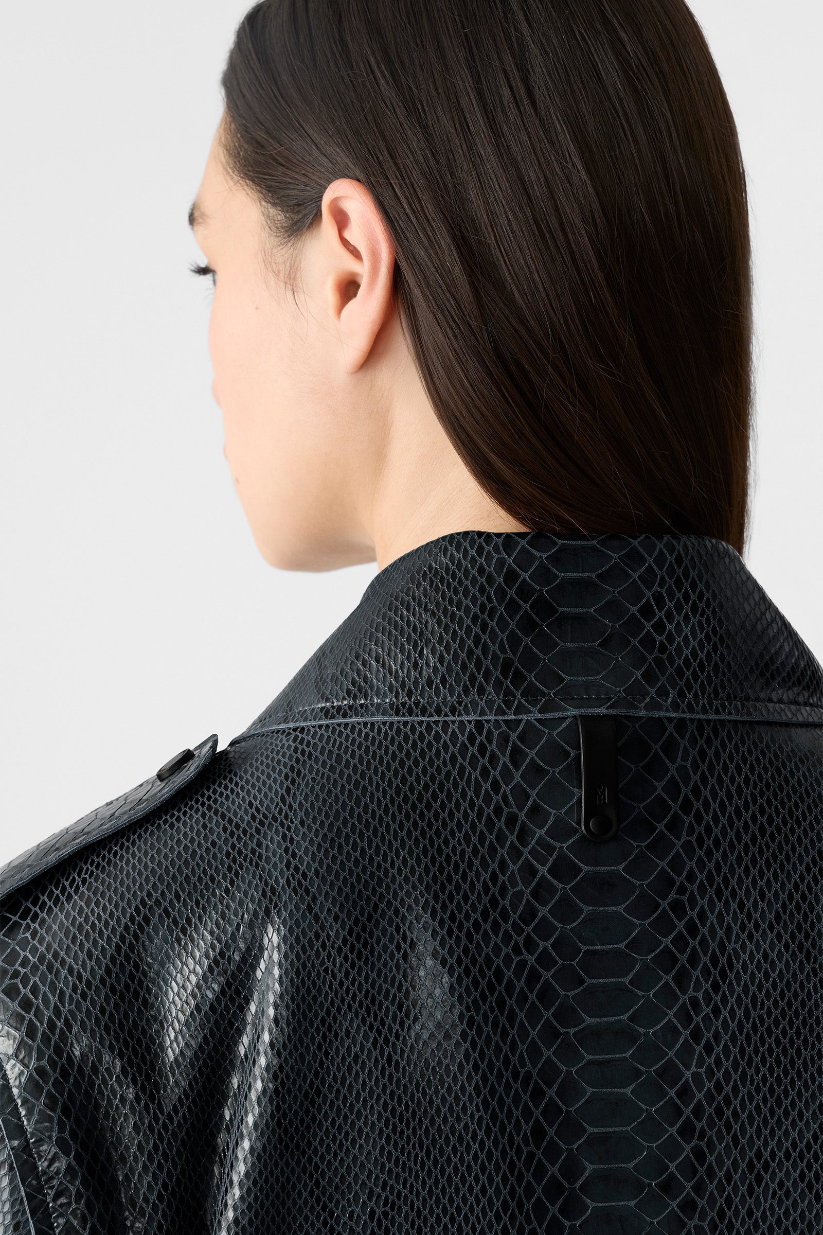 CARMELA-SNK Snake Pattern Leather Trench for Women | Mackage® US