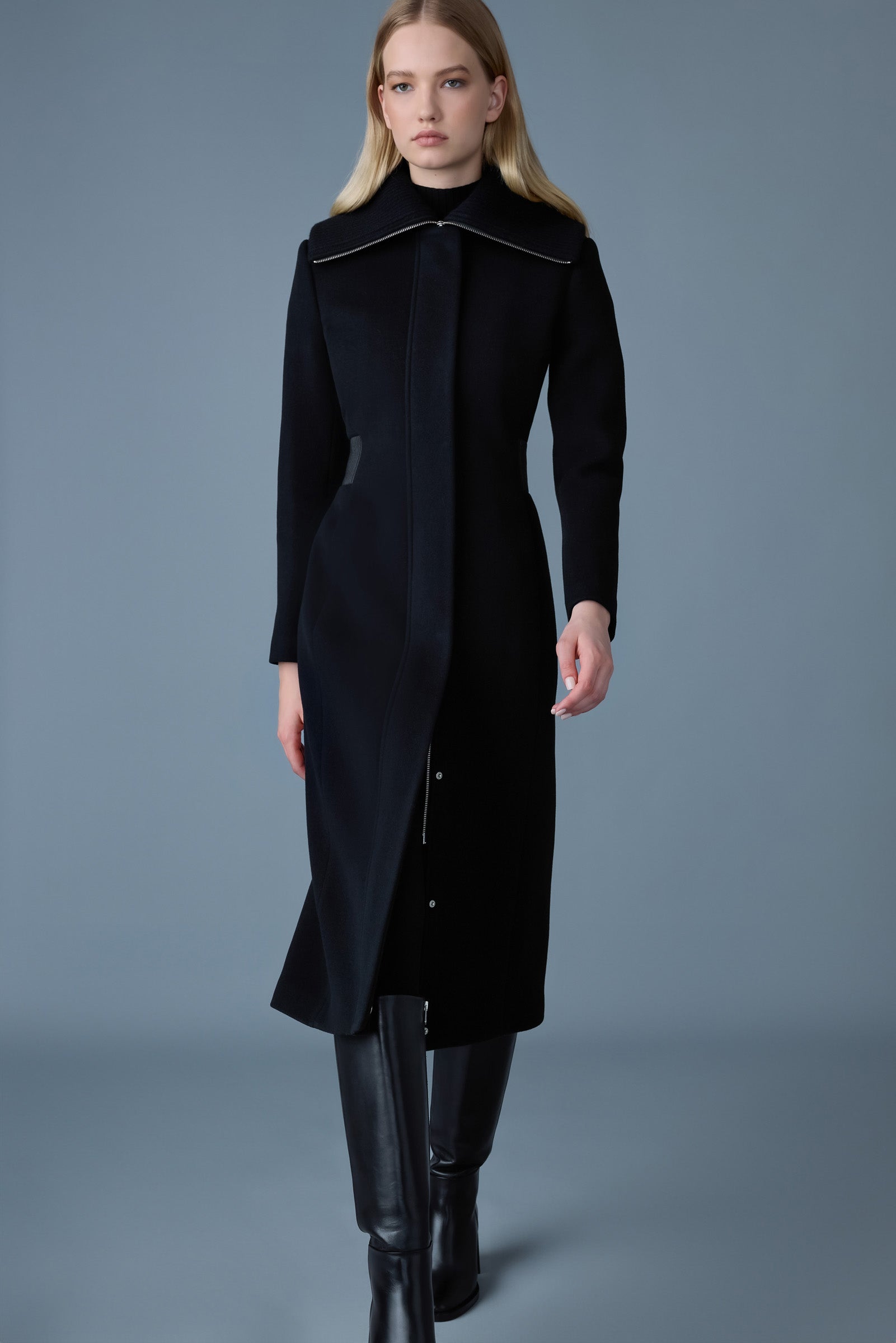 Clarice, double-face wool coat with smocked detailing | Mackage® US