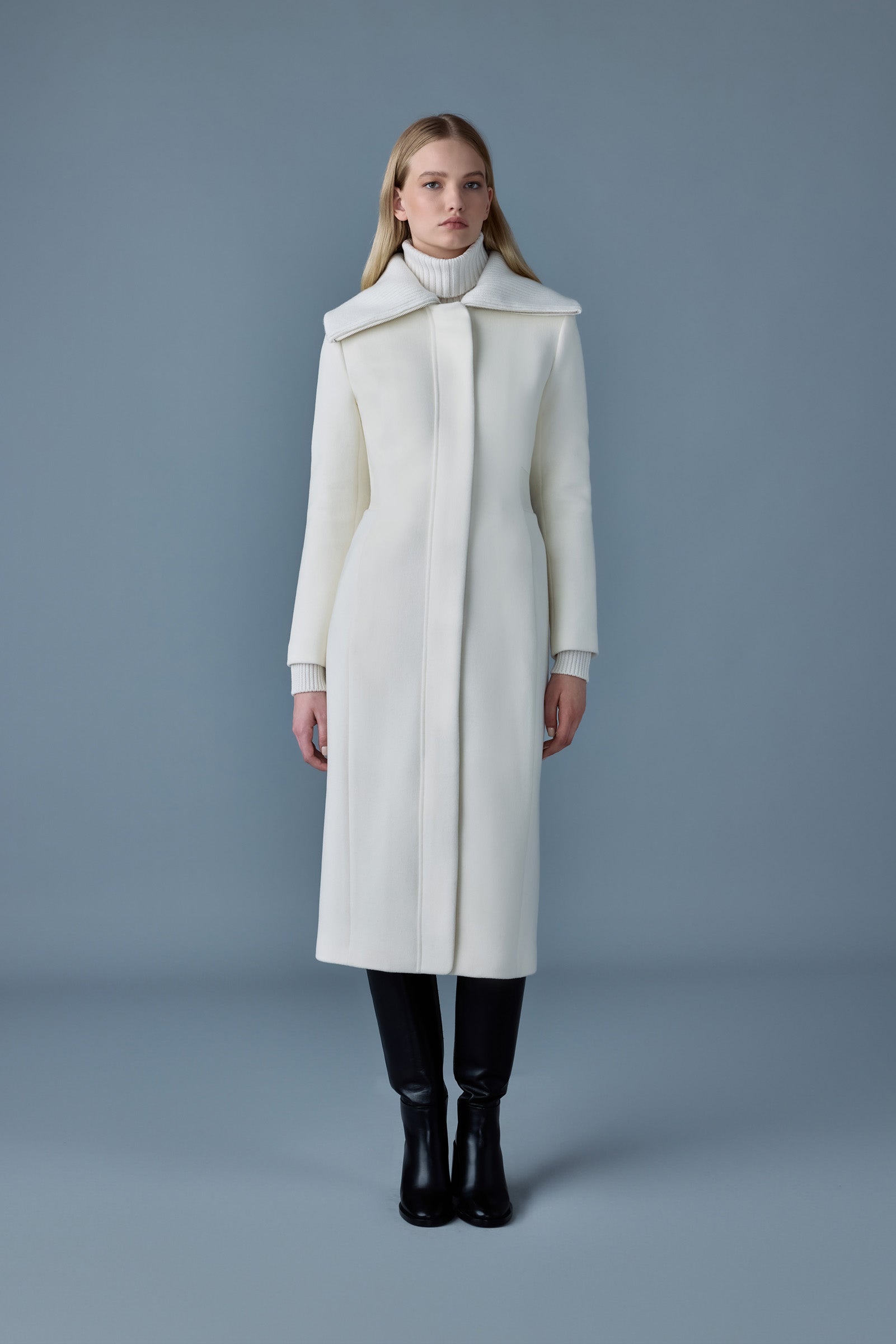 Clarice, double-face wool coat with smocked detailing | Mackage® US