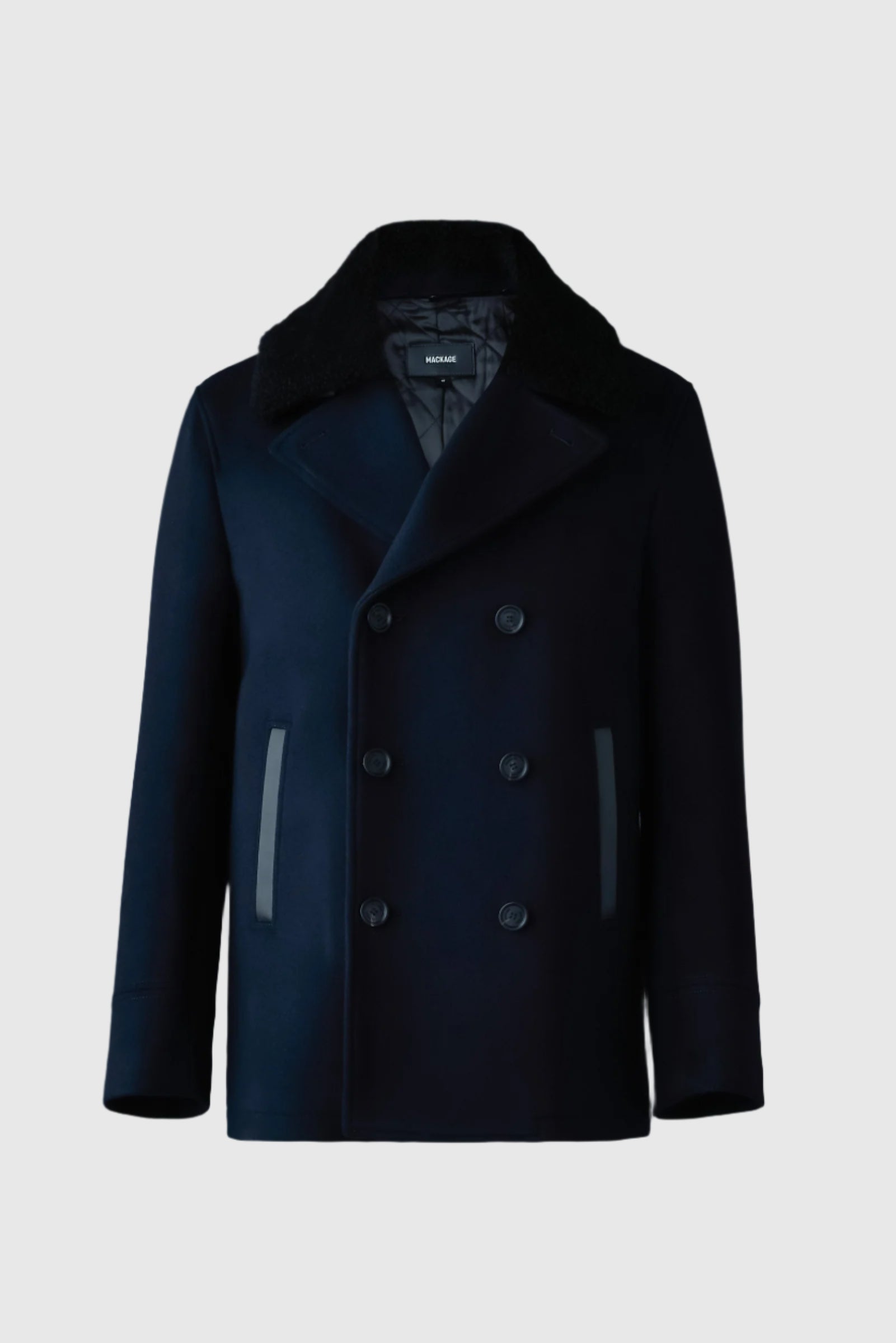 Cole, wool double-breasted jacket with shearling collar | Mackage® US