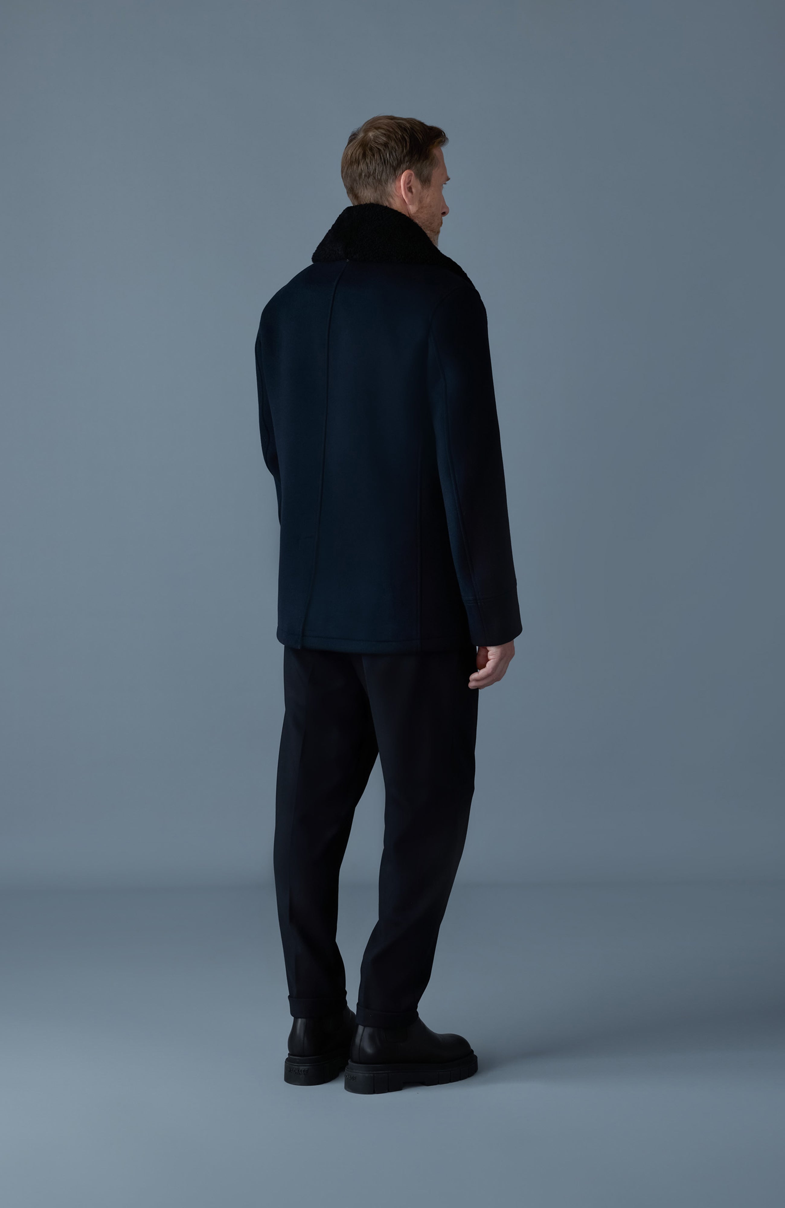 COLE wool double-breasted jacket with shearling collar | Mackage® US