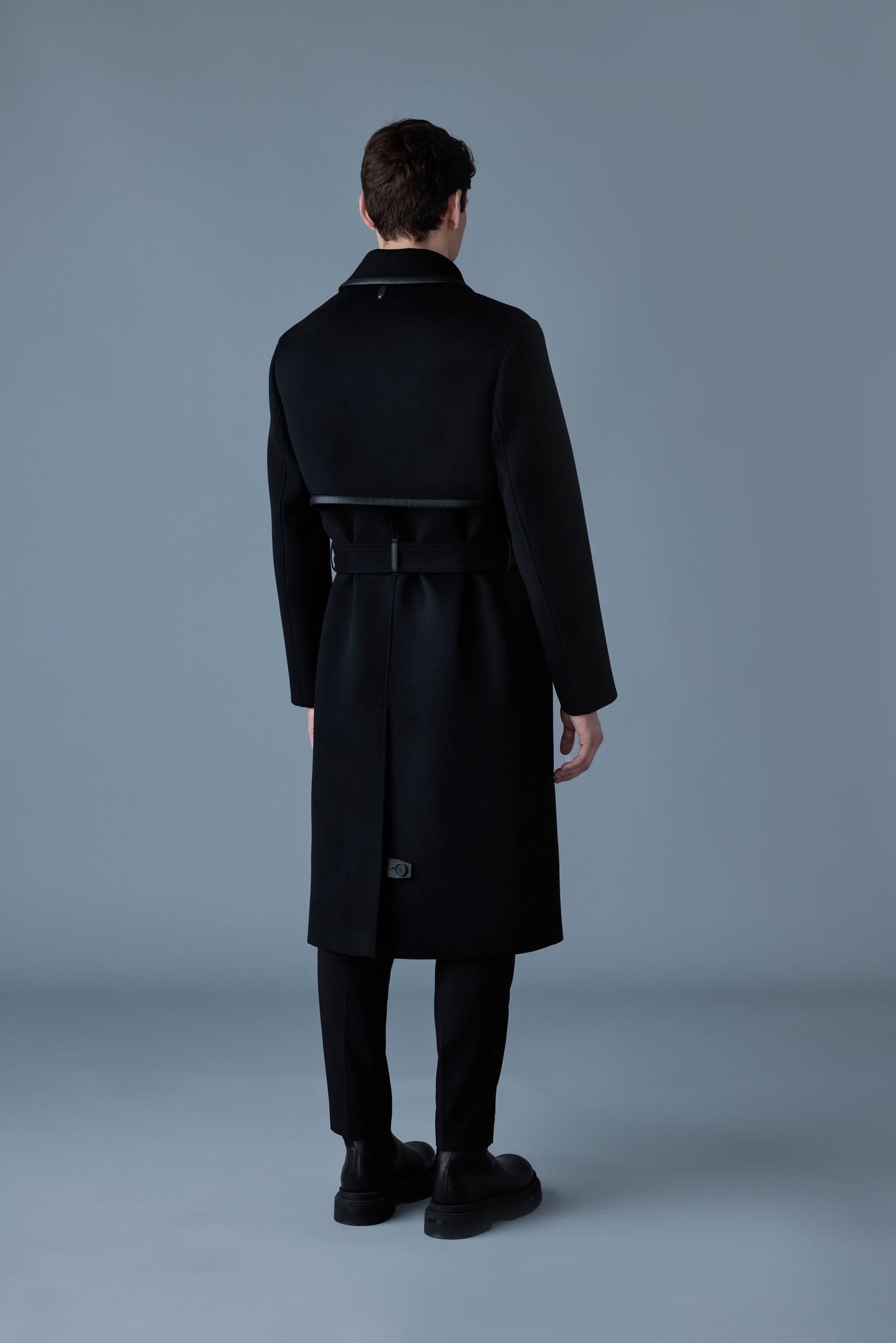 Corbin, wool trench coat with leather detail. | Mackage® US
