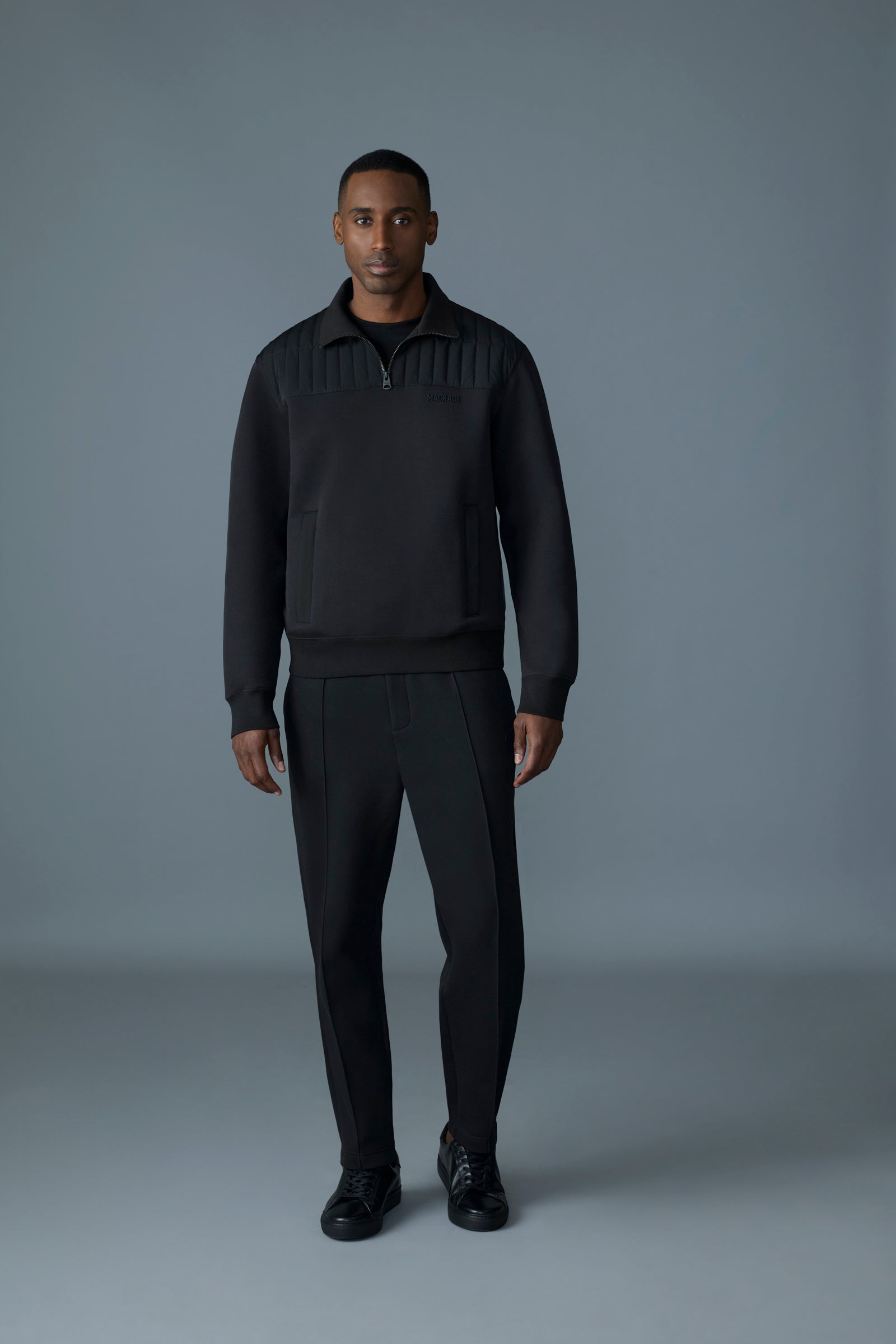 Corey, Hybrid Down Quarter-Zip Sweater | Mackage® US