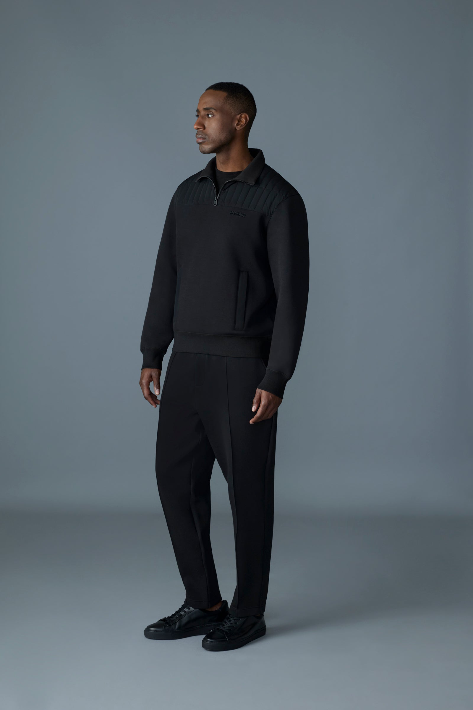Corey, Hybrid Down Quarter-Zip Sweater | Mackage® US